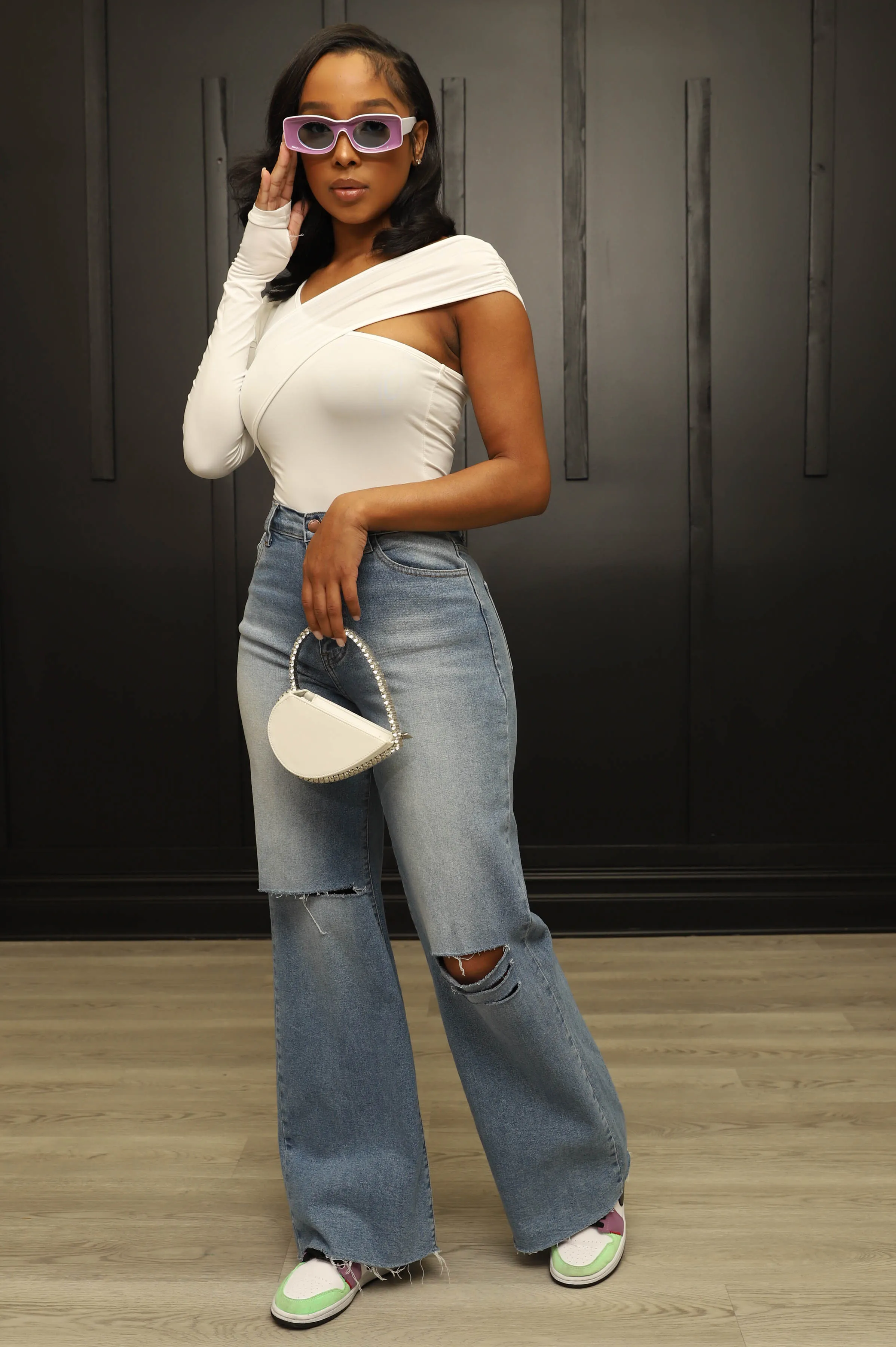 Jagged Edge Asymmetrical Top - White sold by Swankaposh product image thumbnail 4