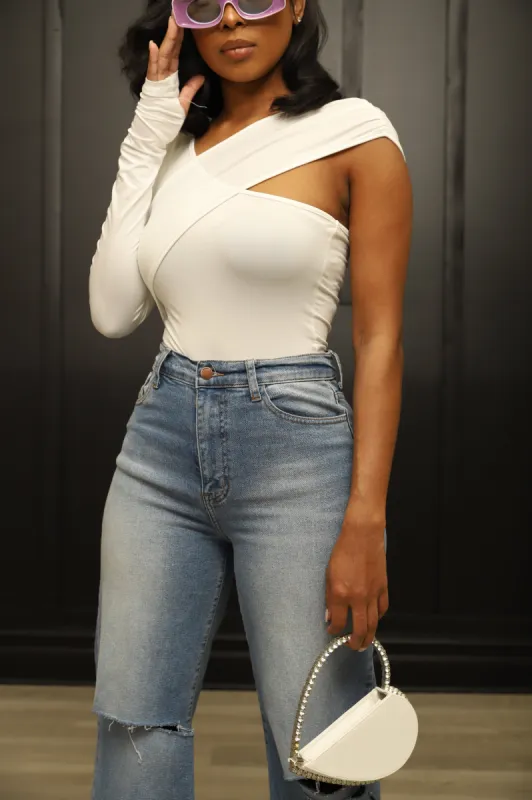 Jagged Edge Asymmetrical Top - White sold by Swankaposh
