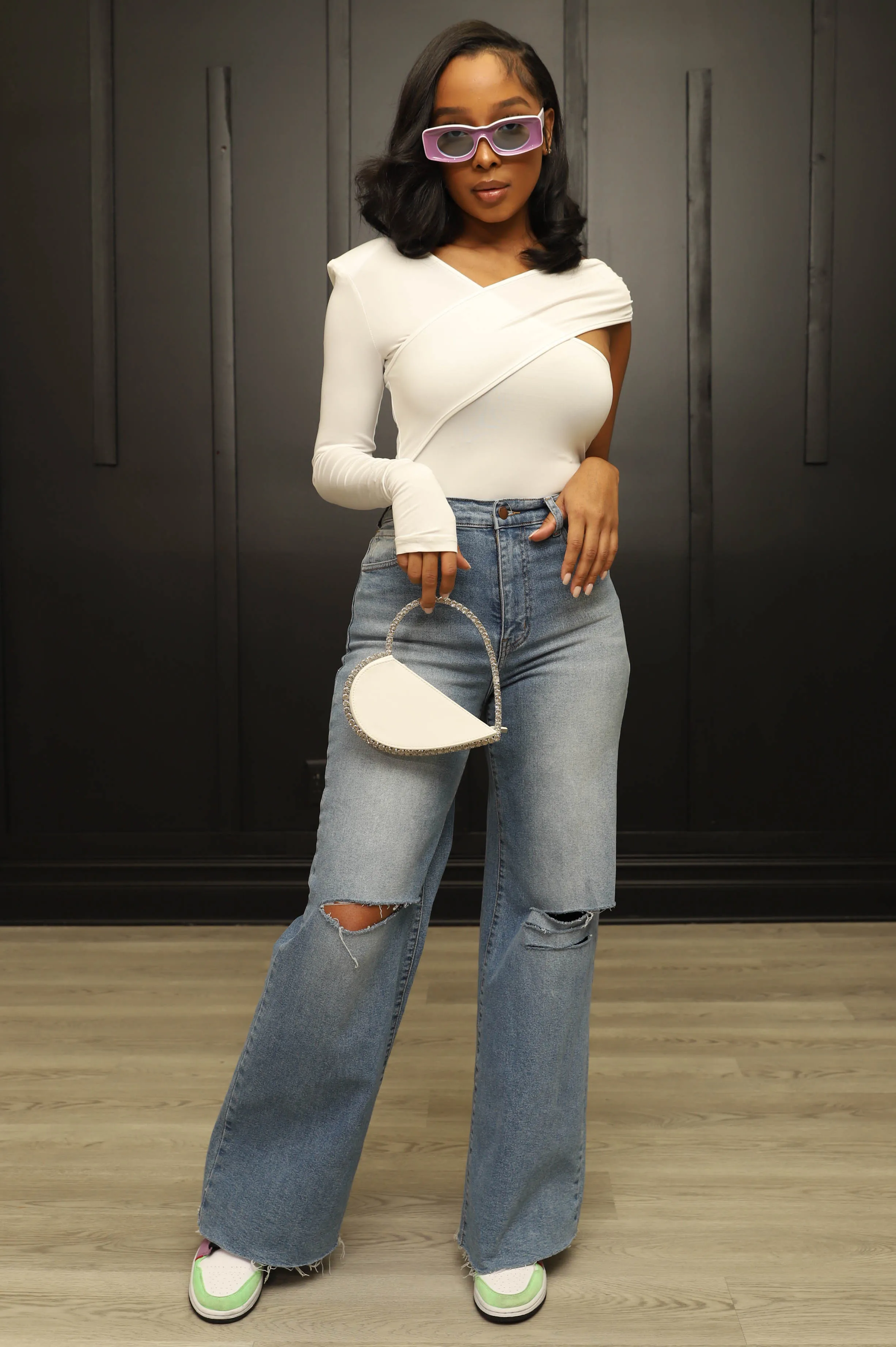 Jagged Edge Asymmetrical Top - White sold by Swankaposh product image thumbnail 2