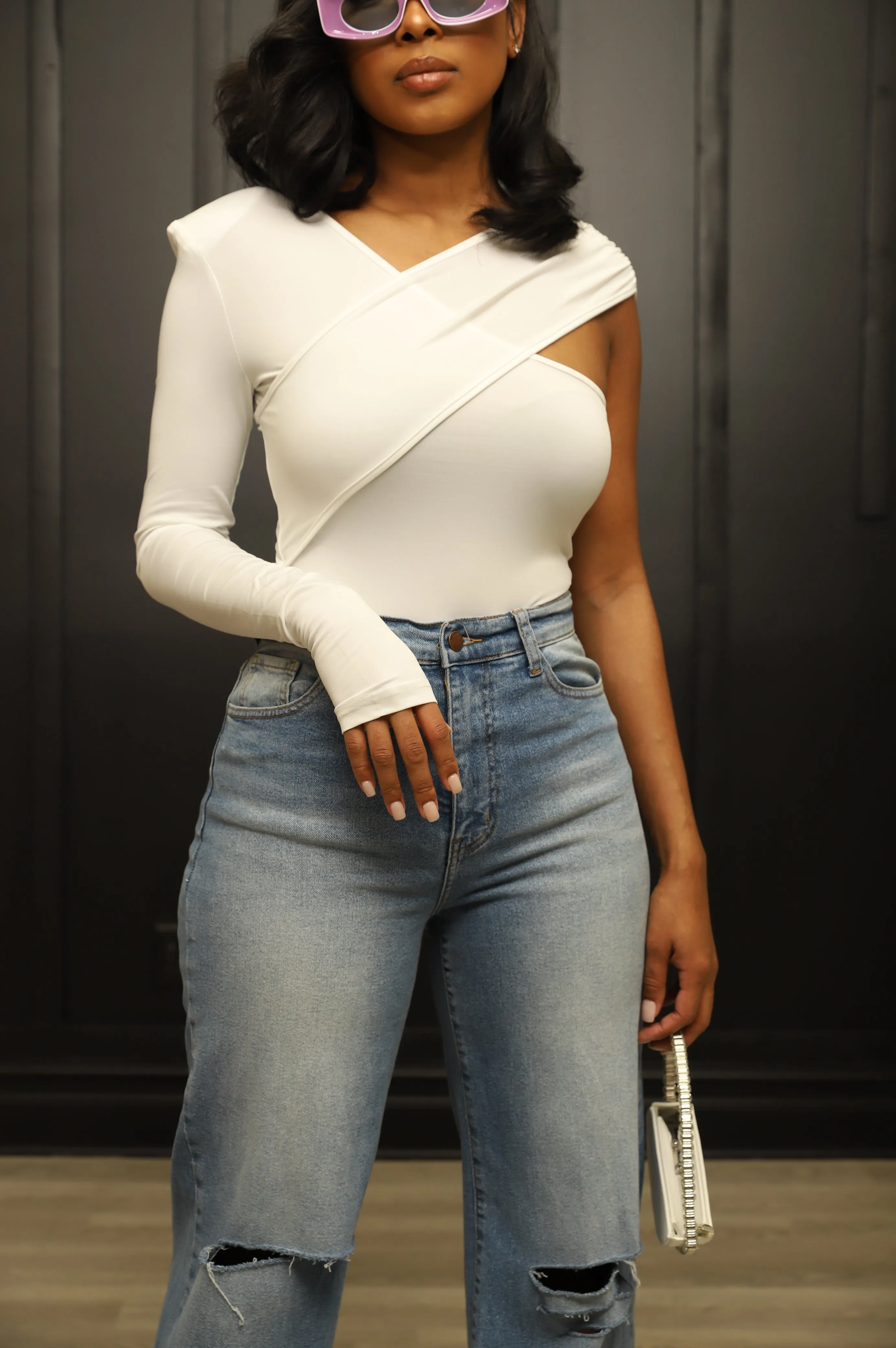 Jagged Edge Asymmetrical Top - White sold by Swankaposh product image thumbnail 3