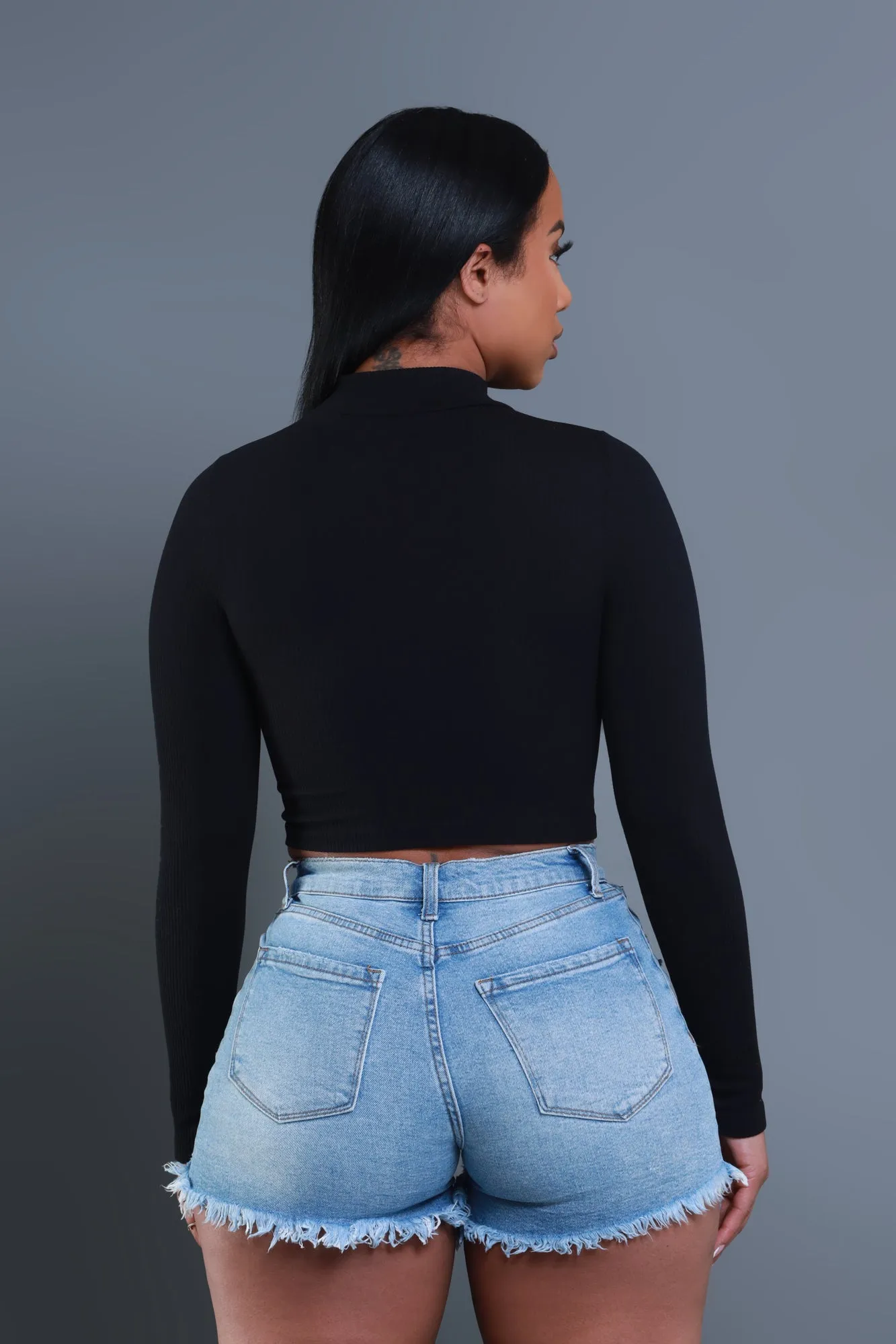 Ask Me High Neck Long Sleeve Top - Black sold by Swankaposh product image thumbnail 3