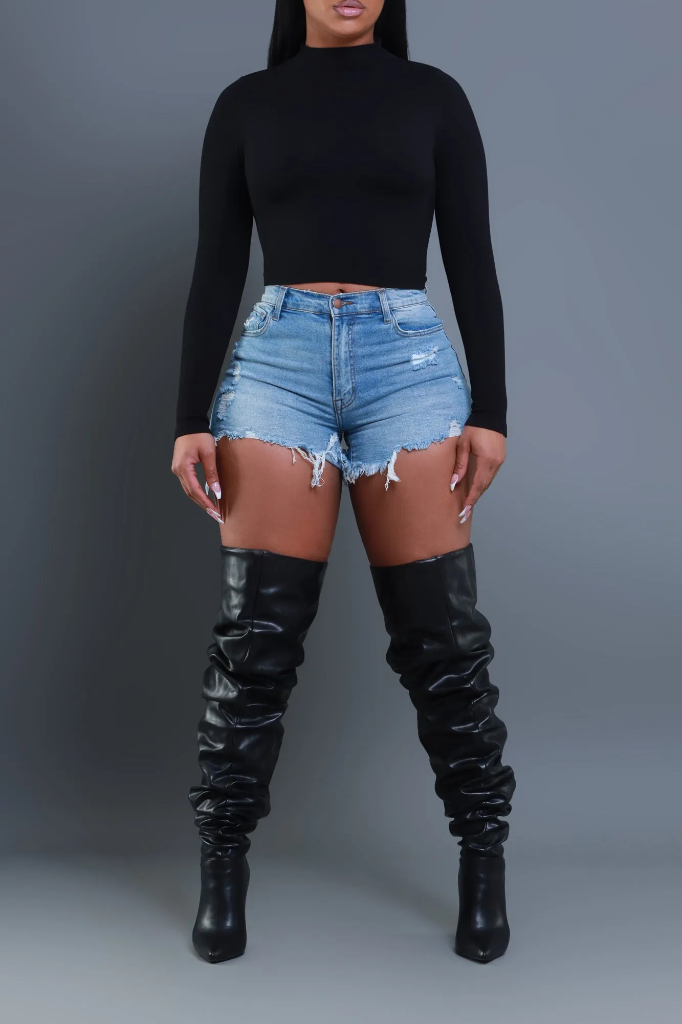 Ask Me High Neck Long Sleeve Top - Black sold by Swankaposh product image thumbnail 2