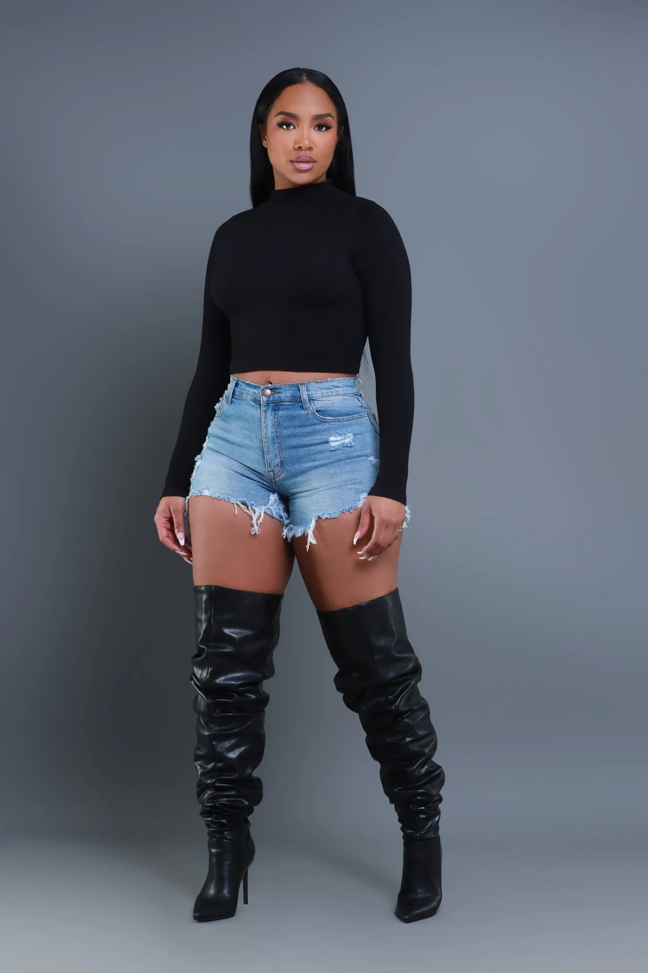 Ask Me High Neck Long Sleeve Top - Black sold by Swankaposh product image thumbnail 5