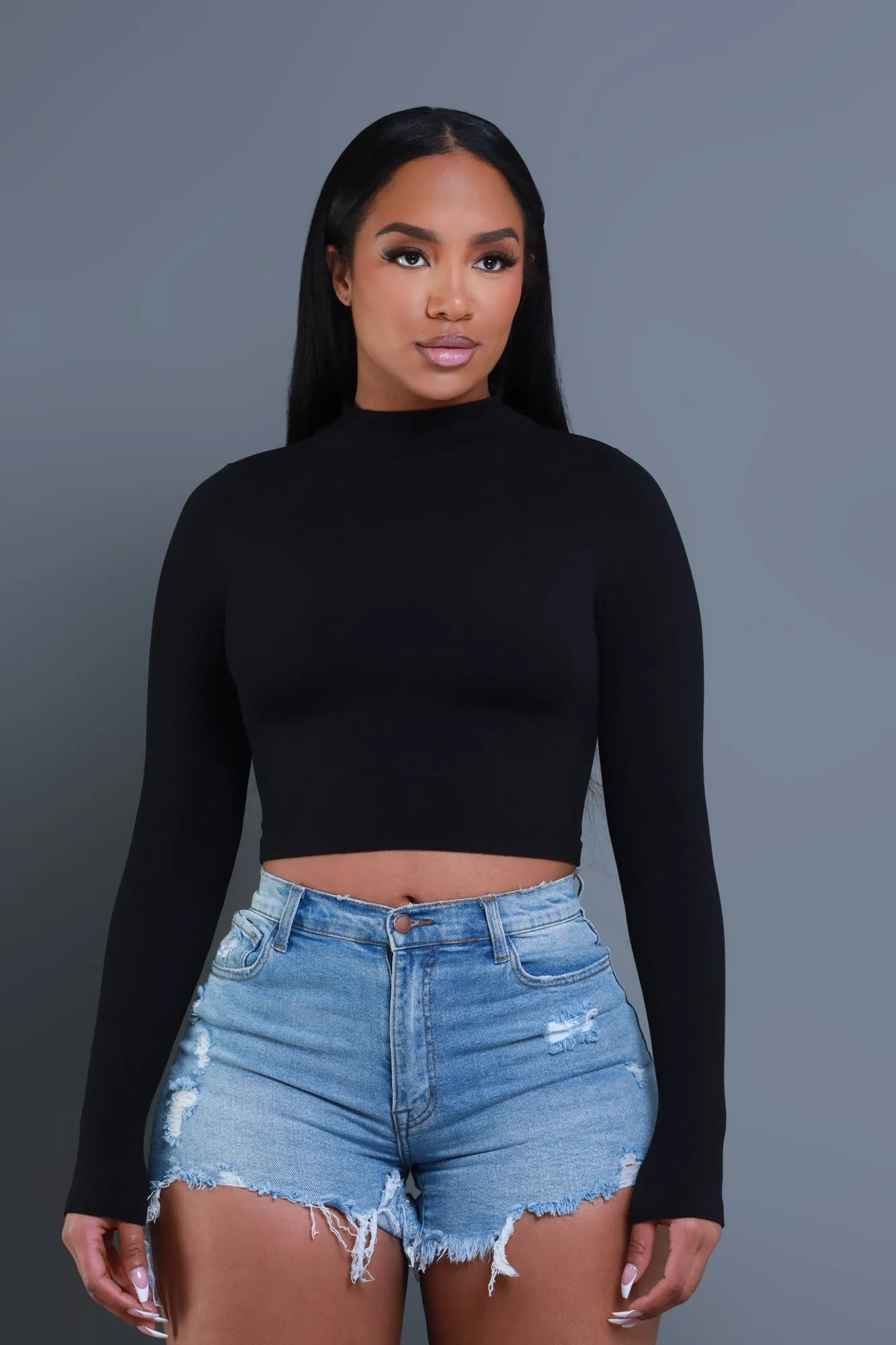 Ask Me High Neck Long Sleeve Top - Black sold by Swankaposh product image thumbnail 4