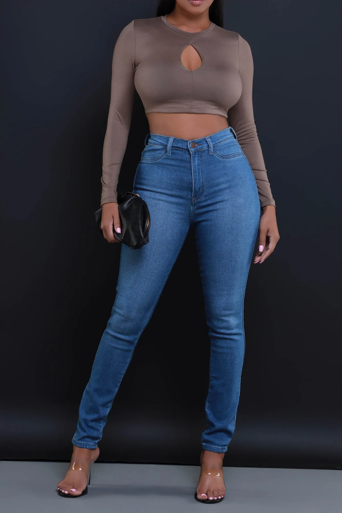 Not Worried Double Layered Keyhole Crop Top - Deep Taupe sold by Swankaposh product image thumbnail 5