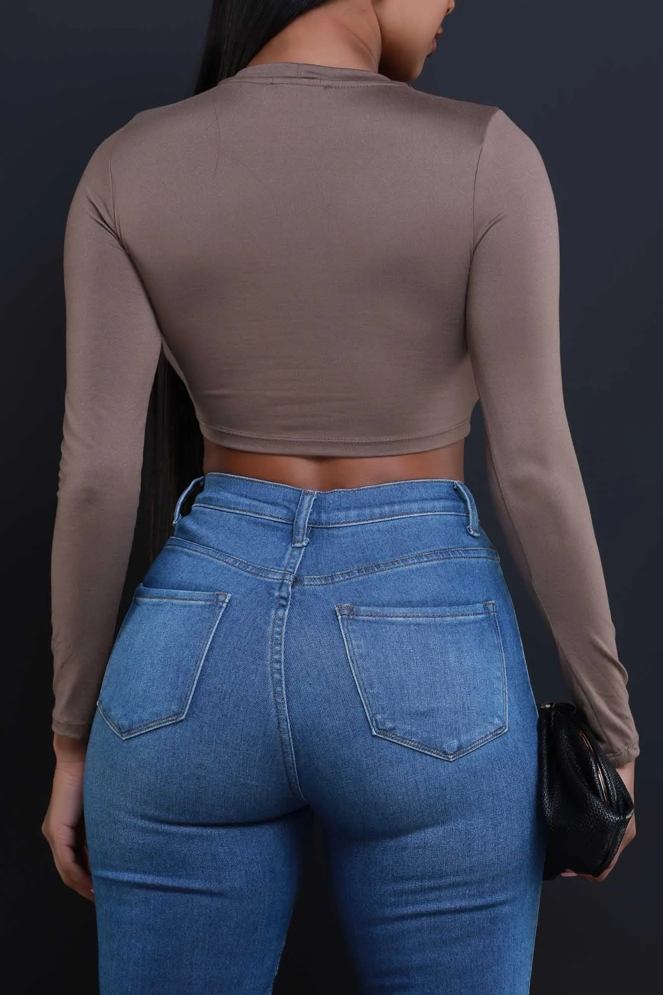 Not Worried Double Layered Keyhole Crop Top - Deep Taupe sold by Swankaposh product image thumbnail 3