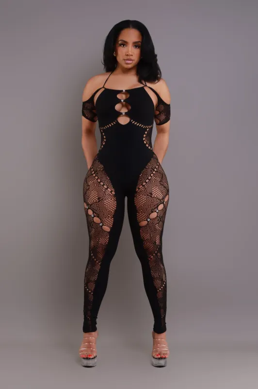 Baby Girl Laser Cut Seamless Halter Jumpsuit - Black sold by Swankaposh