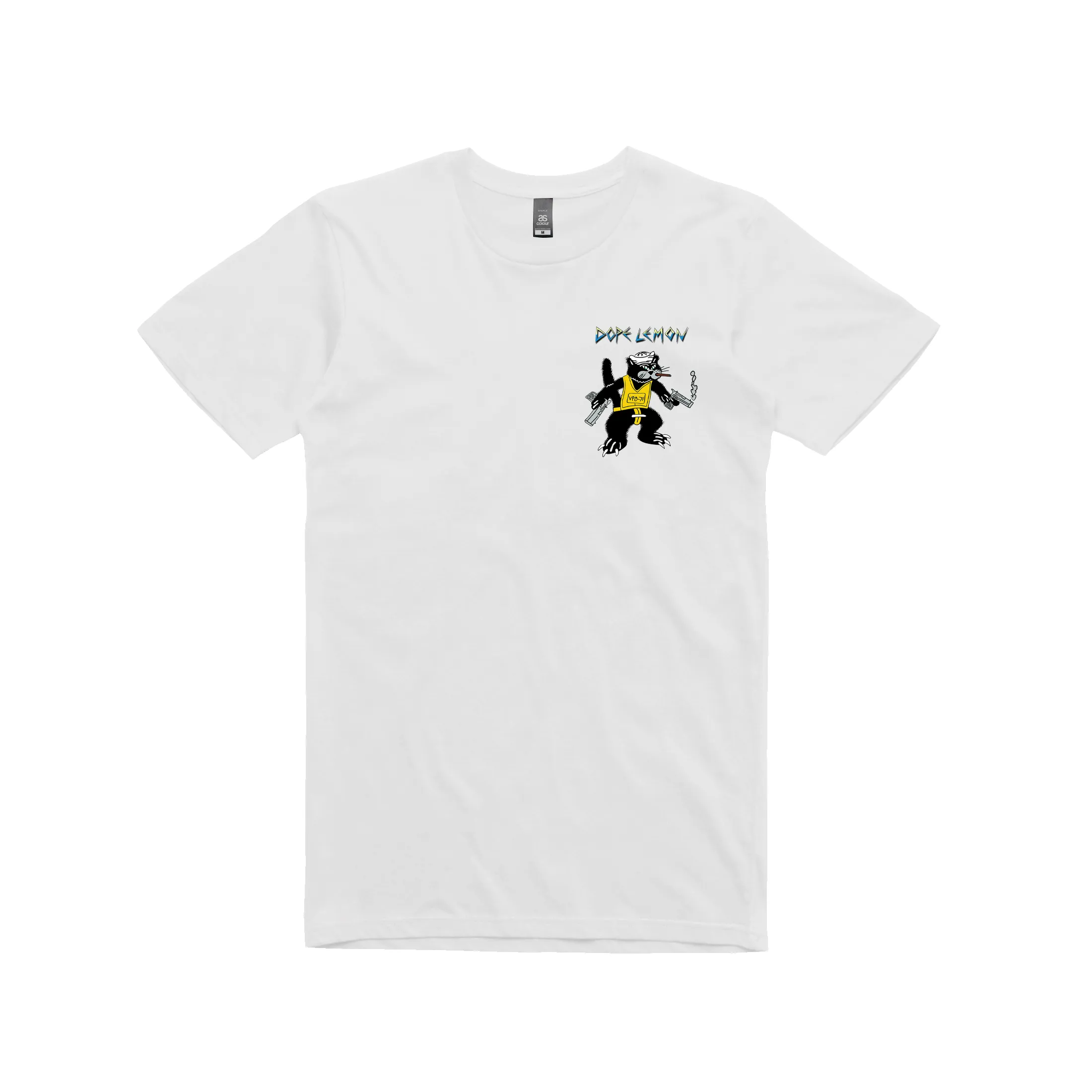 Gun Cat / White T-shirt sold by Dope Lemon