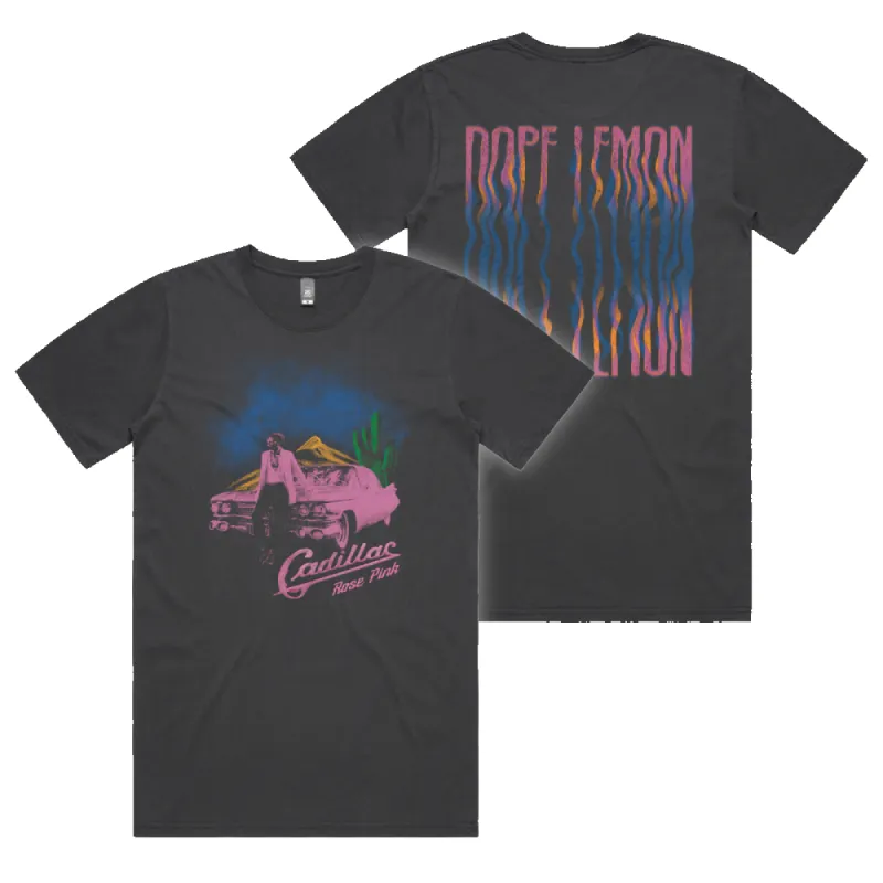 Vintage Pink Cadillac With Back Print / Faded Black T-Shirt sold by Dope Lemon