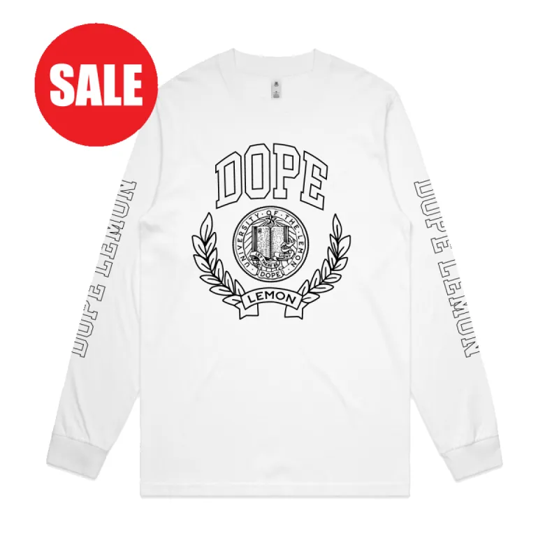 Dope University / White Longsleeve T-shirt sold by Dope Lemon