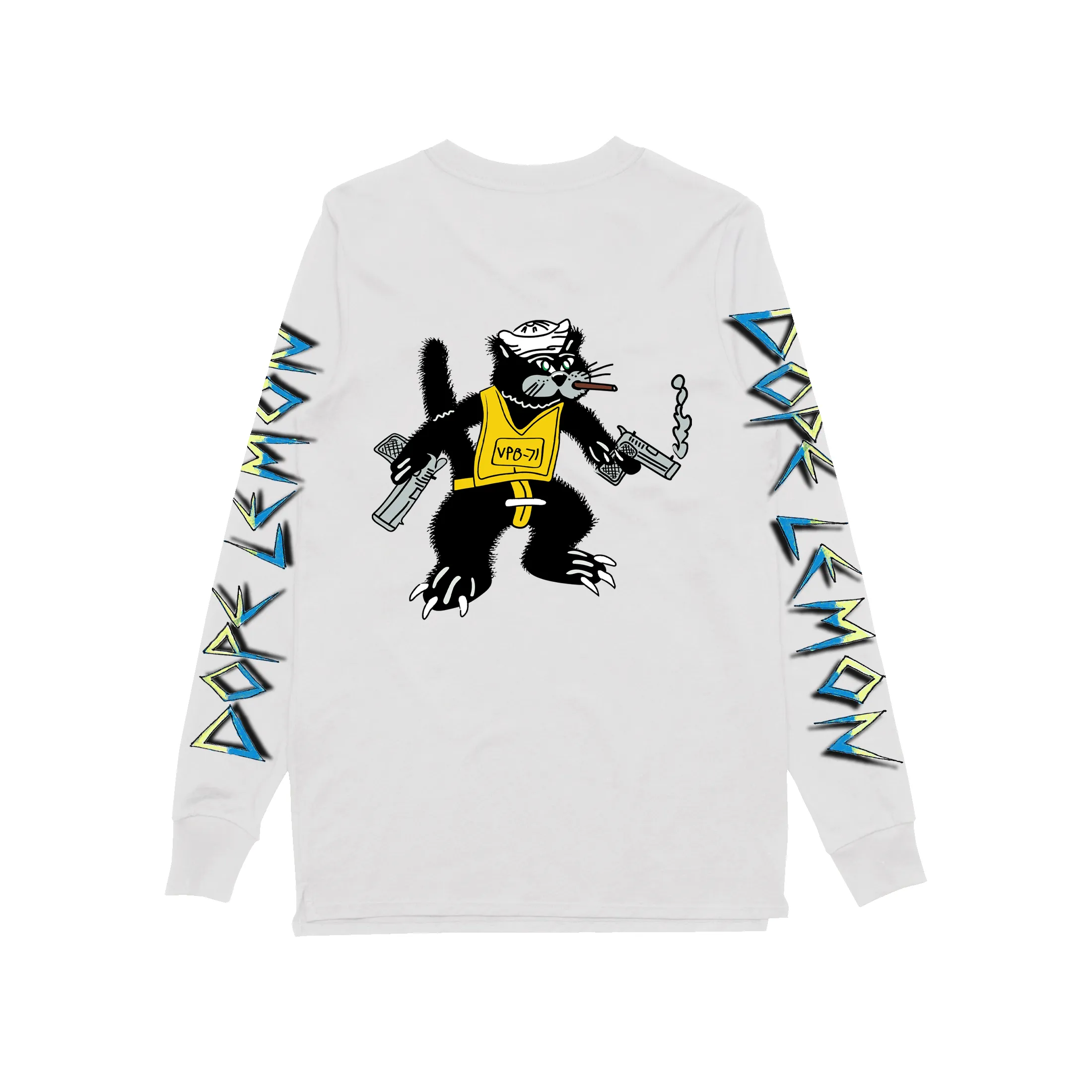 Gun Cat / White Longsleeve T-shirt sold by Dope Lemon product image thumbnail 2