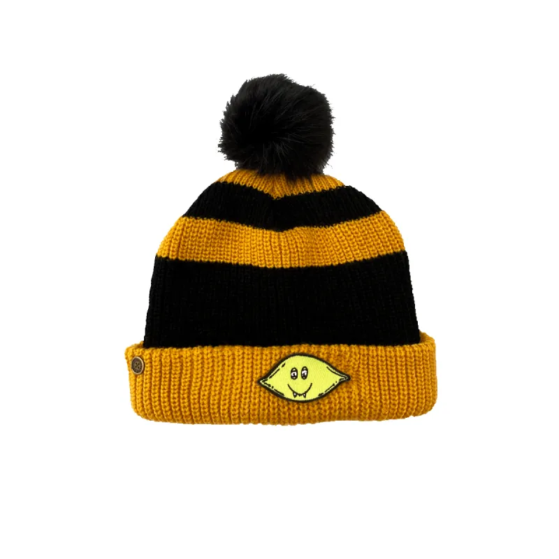Dope Lemon / Mustard and Black Stripe Beanie sold by Dope Lemon