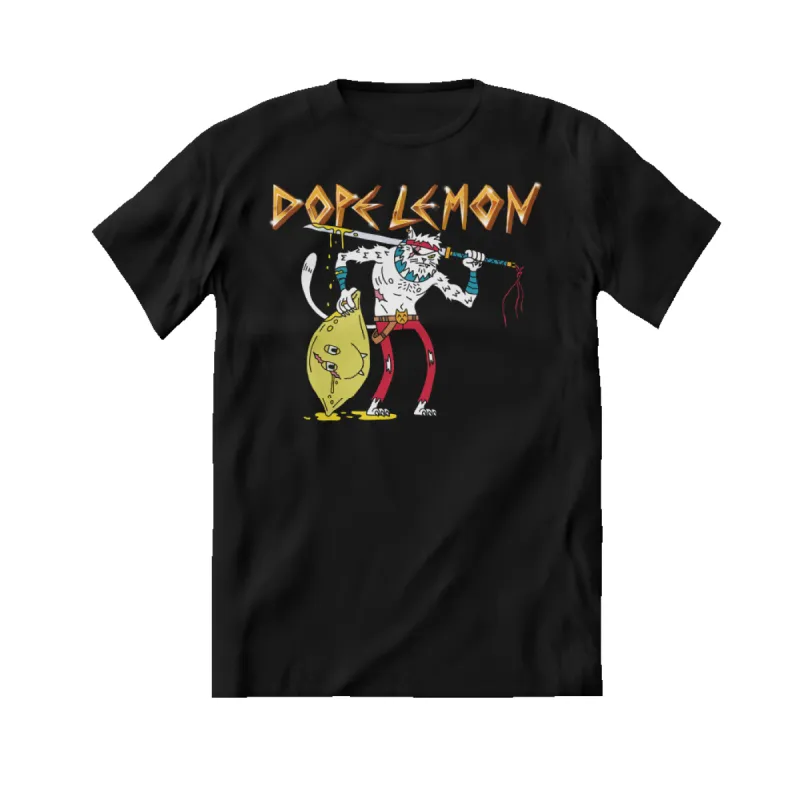 Dope Lemon / Sword Cat Black T-Shirt sold by Dope Lemon