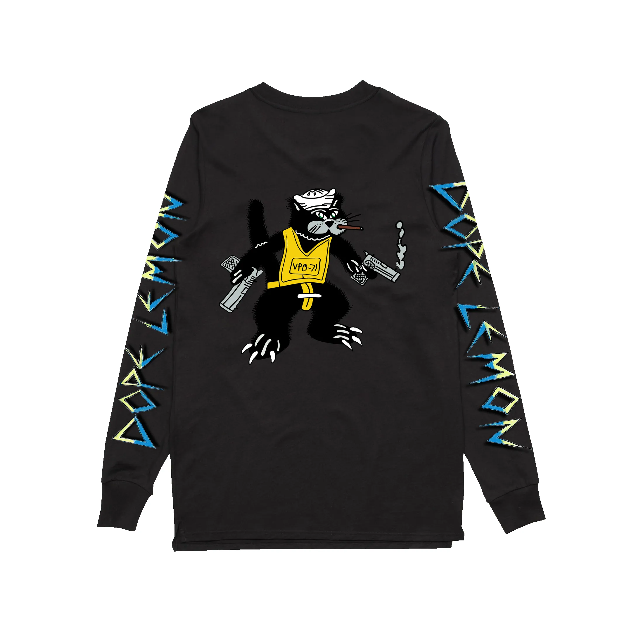 Gun Cat / Black Longsleeve T-shirt sold by Dope Lemon product image thumbnail 2