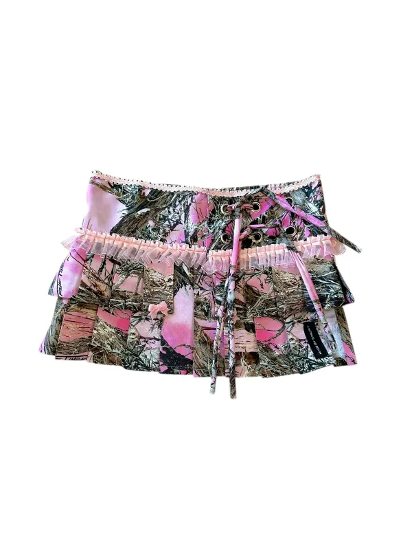 Pink Camo Layered Mini Skirt sold by Stiiickky