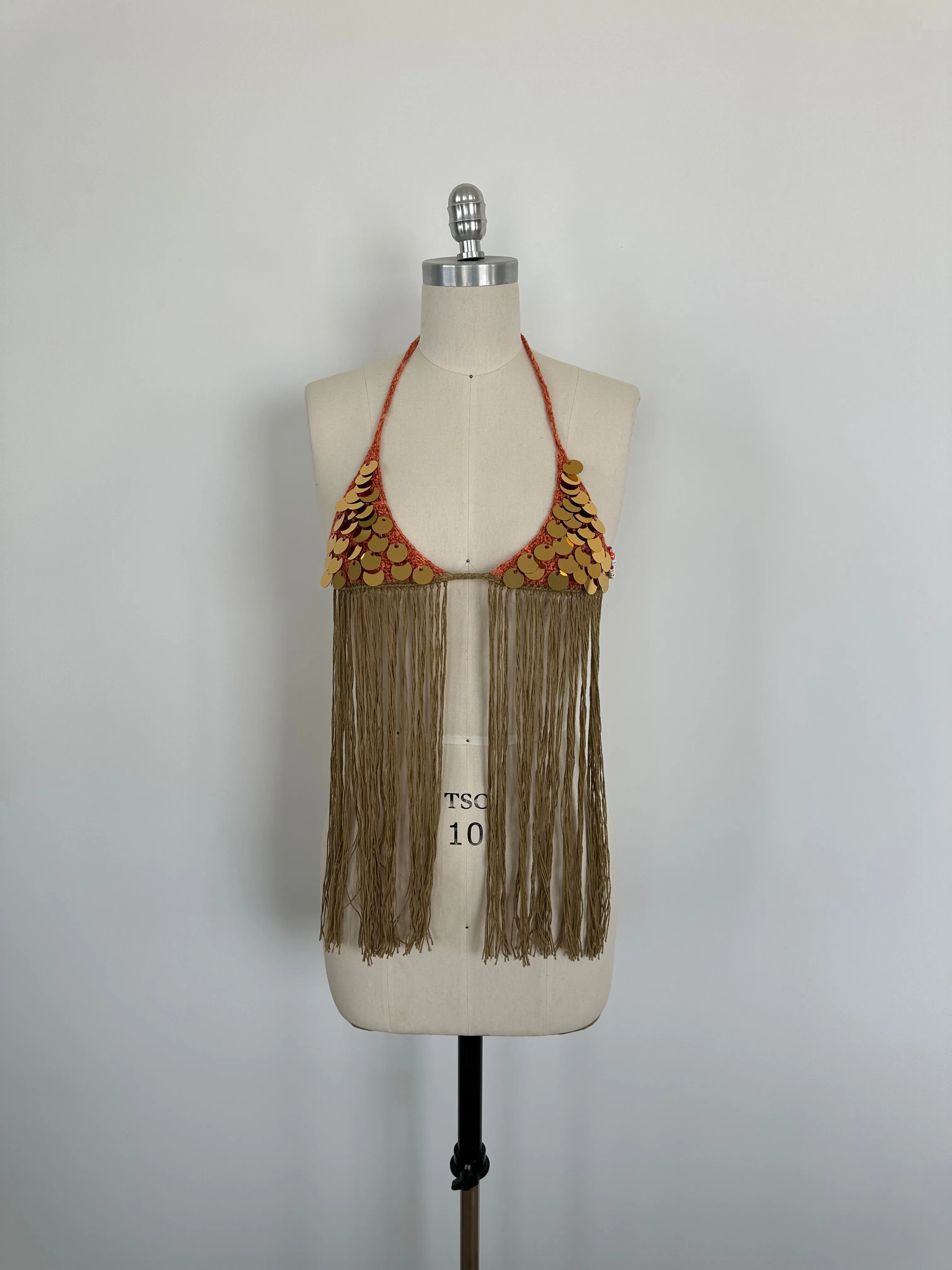 Bronze Fringe Bikini Top sold by Stiiickky