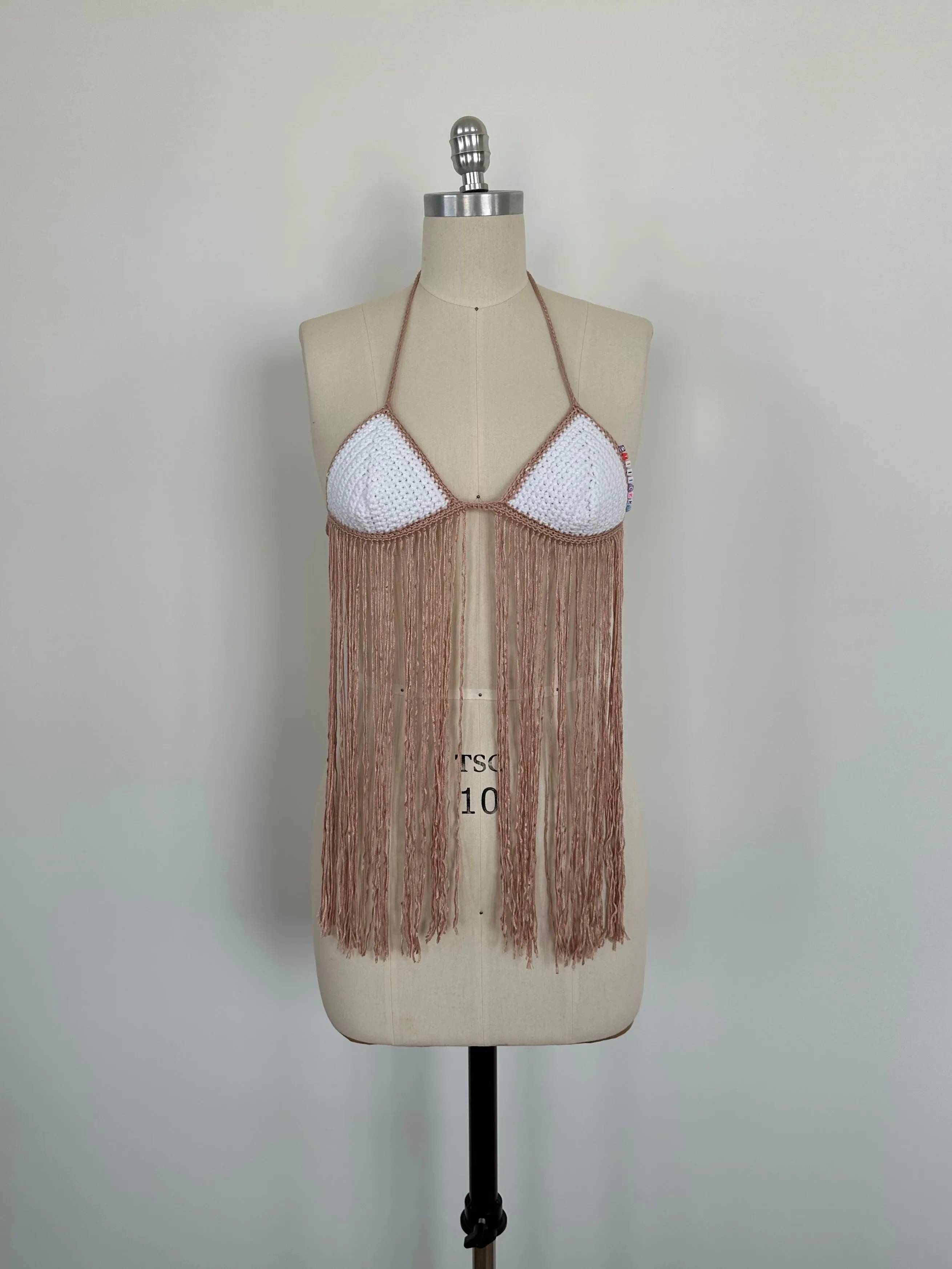 White Fringe Bikini Top sold by Stiiickky