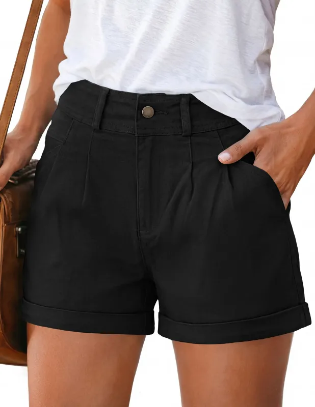 PRETTYGARDEN Womens Shorts Dressy Casual High Waisted Pleated Beach Vacation Tailored Summer Shorts with Pockets made by PrettyGarden