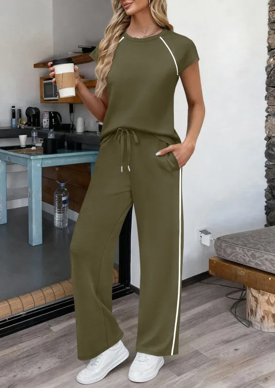 PRETTYGARDEN Women's 2 Piece Lounge Sets Summer Cap Sleeve Tops Wide Leg Pants Travel Outfits Matching Fashion Clothing made by PrettyGarden