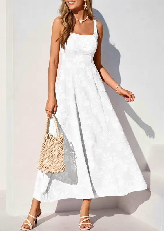 PRETTYGARDEN Womens Summer Maxi Dresses Casual Sleeveless Square Neck Jacquard Flowy Wedding Guest Beach Boho Long Dress made by PrettyGarden