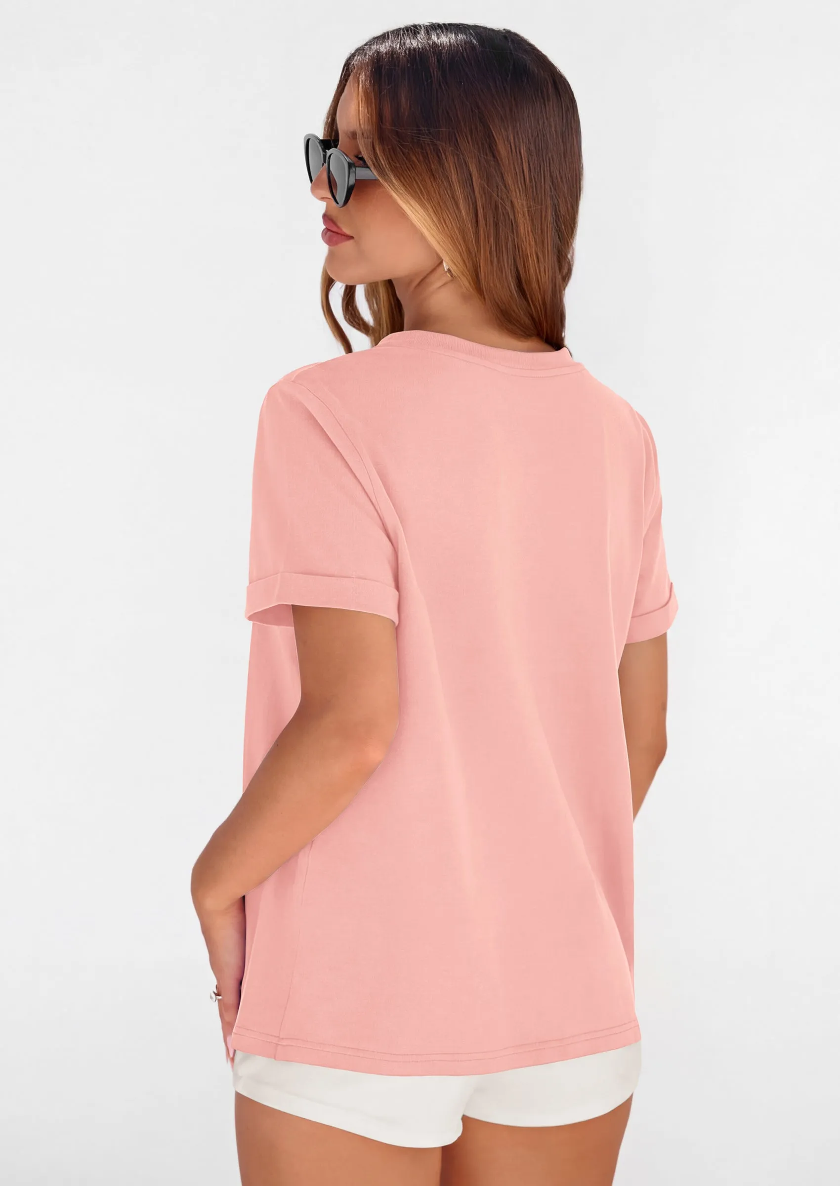 PRETTYGARDEN Womens Summer Tops Spring Casual Rolled Short Sleeve Basic Tees Crew Neck Work Shirts Fashion Clothing sold by PrettyGarden product image thumbnail 2