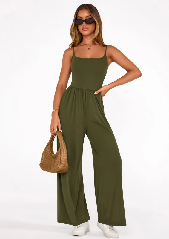PRETTYGARDEN Summer Jumpsuits for Women Casual Wide Leg Date Night Rompers Sleeveless Beach Vacation One Piece Outfits made by PrettyGarden