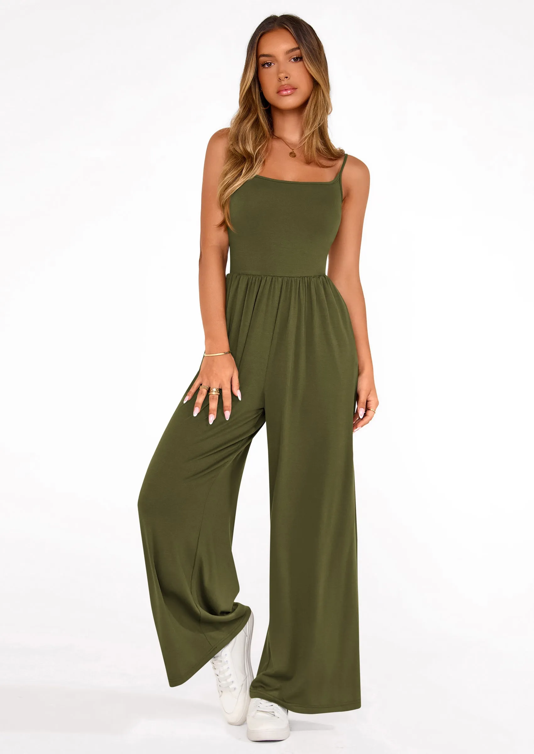 PRETTYGARDEN Summer Jumpsuits for Women Casual Wide Leg Date Night Rompers Sleeveless Beach Vacation One Piece Outfits sold by PrettyGarden product image thumbnail 4