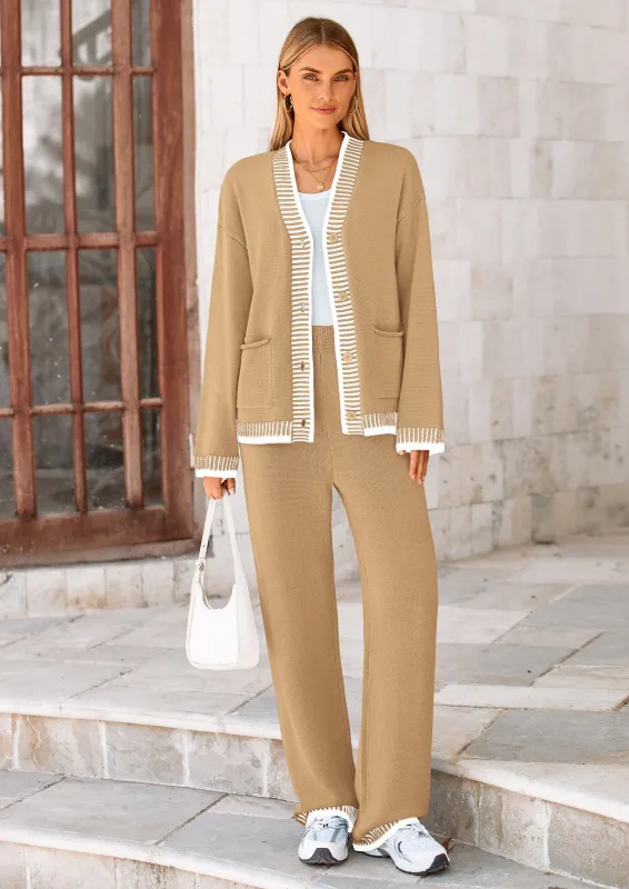 PRETTYGARDEN Lounge Sets for Women Fall Loungewear 2 Piece Outfits Cardigan Sweaters Track Suit Matching Winter Clothing made by PrettyGarden