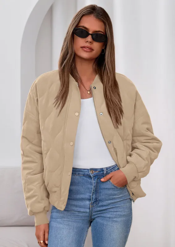 PRETTYGARDEN Women's Quilted Bomber Jacket Fall Fashion Lightweight Cropped Zip up Outerwear Winter Puffer Coats Pockets made by PrettyGarden