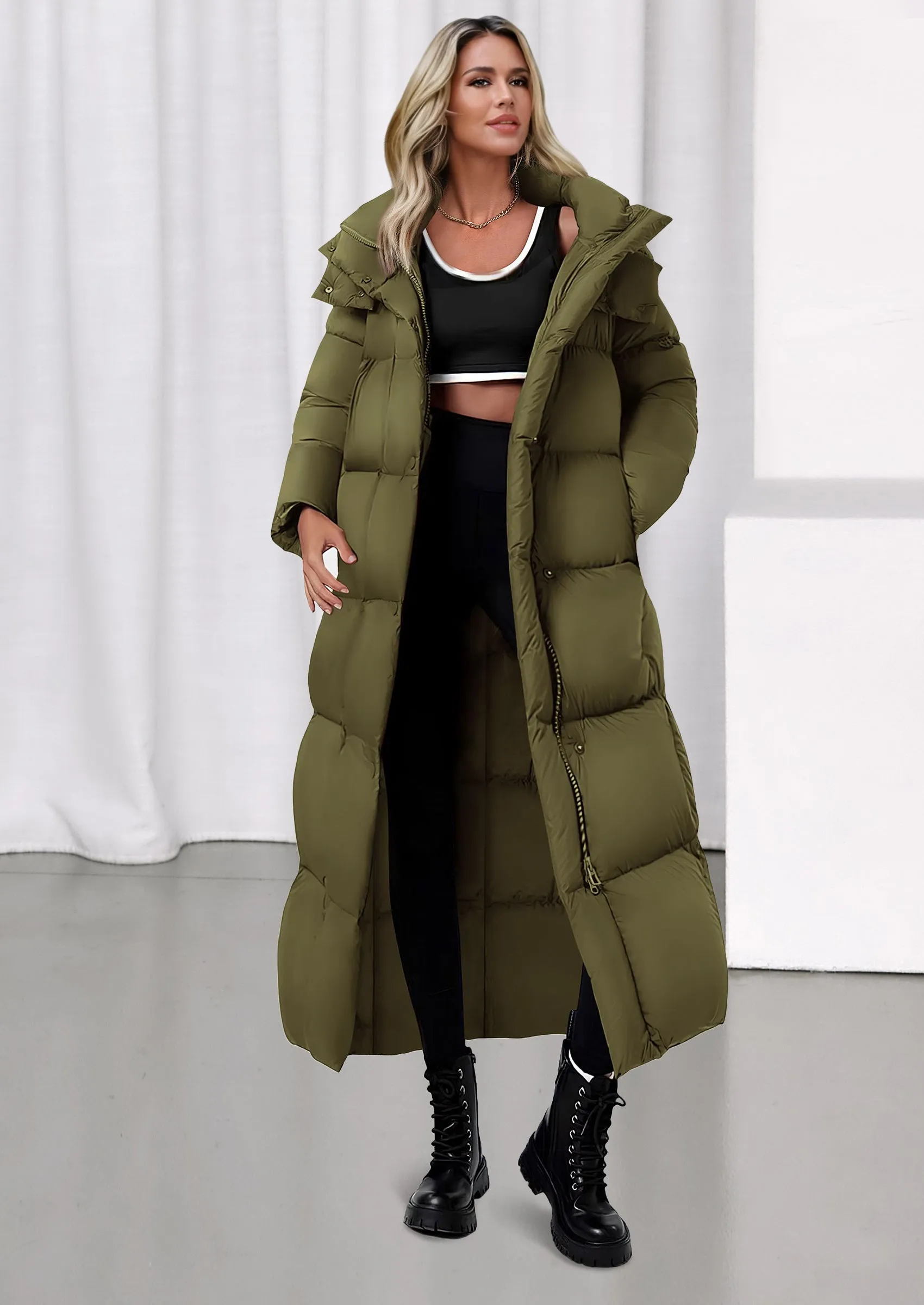 PRETTYGARDEN Women's Winter Long Puffer Coats Hooded Zip Up Casual Thickened Down Jackets Trendy Warm Clothes Outerwear sold by PrettyGarden