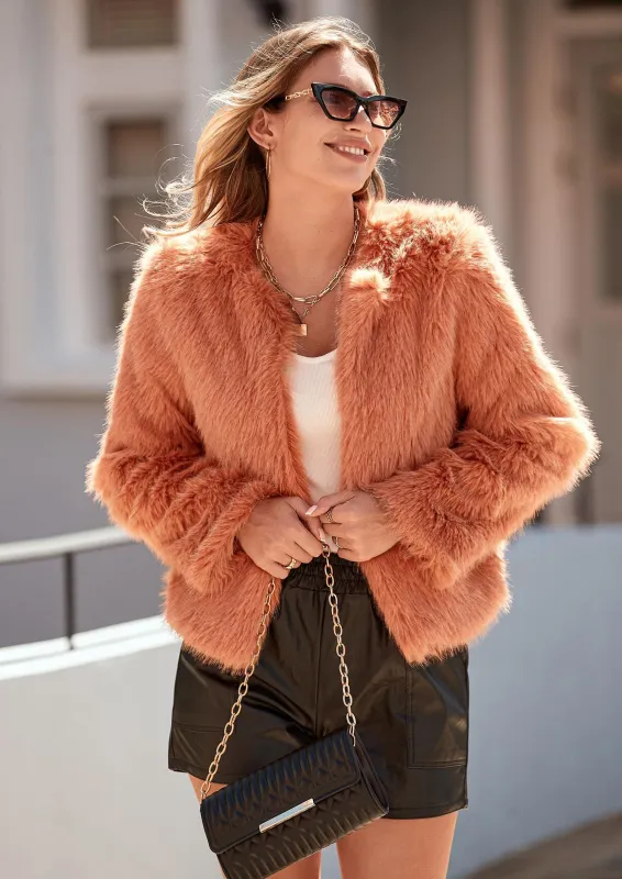 PRETTYGARDEN Women's Winter Coats Fleece Cropped Jacket Faux Fur Long Sleeve Pockets Shaggy Warm Outerwear Fall Clothes made by PrettyGarden