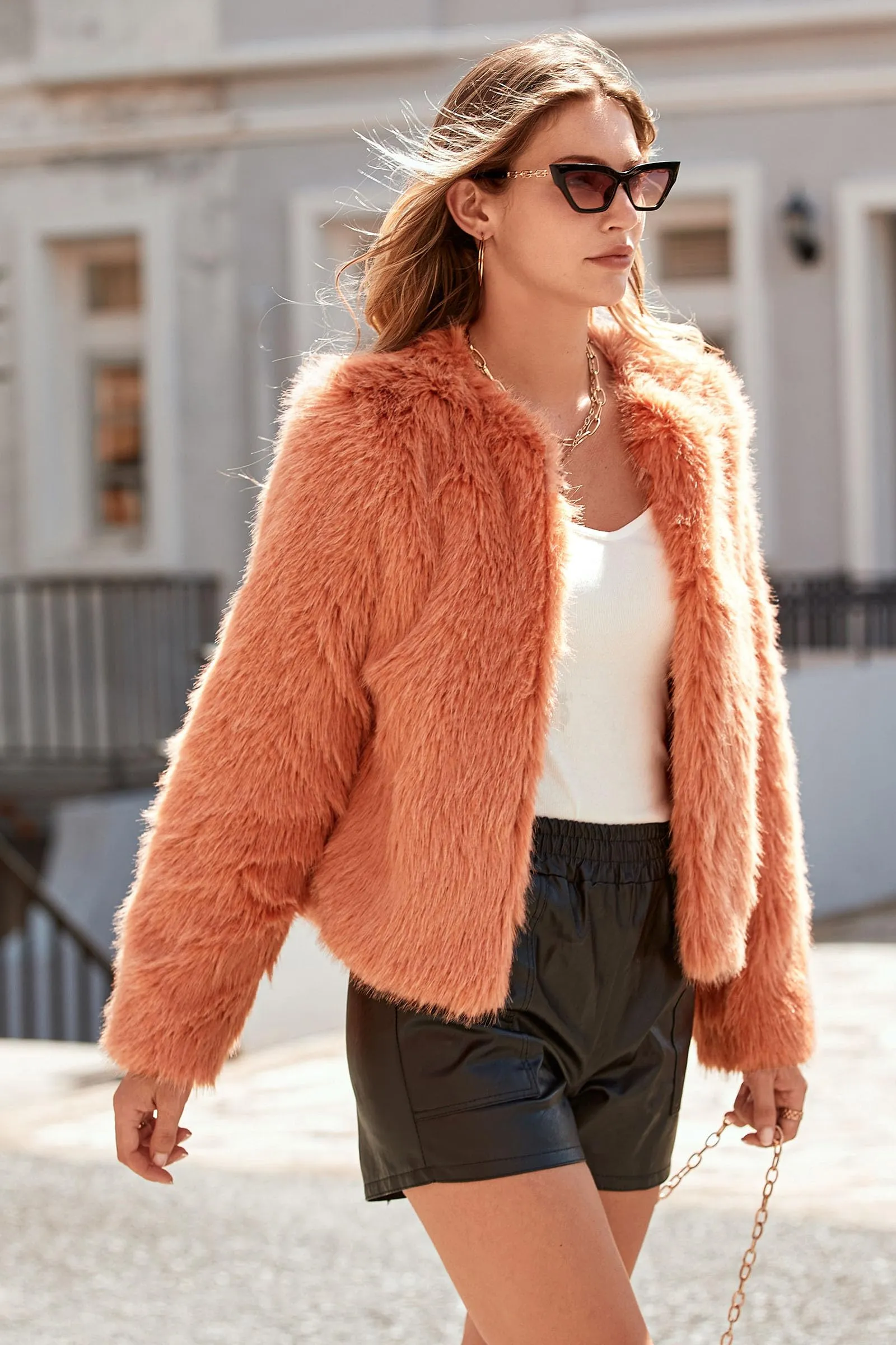 PRETTYGARDEN Women's Winter Coats Fleece Cropped Jacket Faux Fur Long Sleeve Pockets Shaggy Warm Outerwear Fall Clothes sold by PrettyGarden product image thumbnail 4