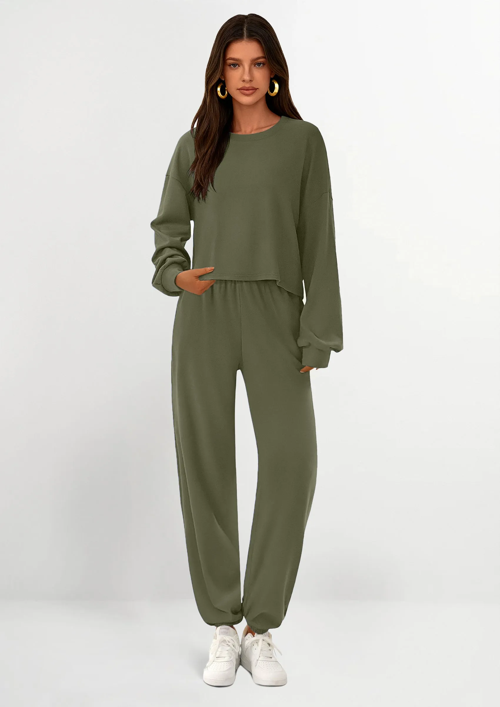 PRETTYGARDEN Women's Two Piece Outfits Lounge Sets Long Sleeve Pullover Tops Sweatpants Fall Fashion Matching Clothing sold by PrettyGarden
