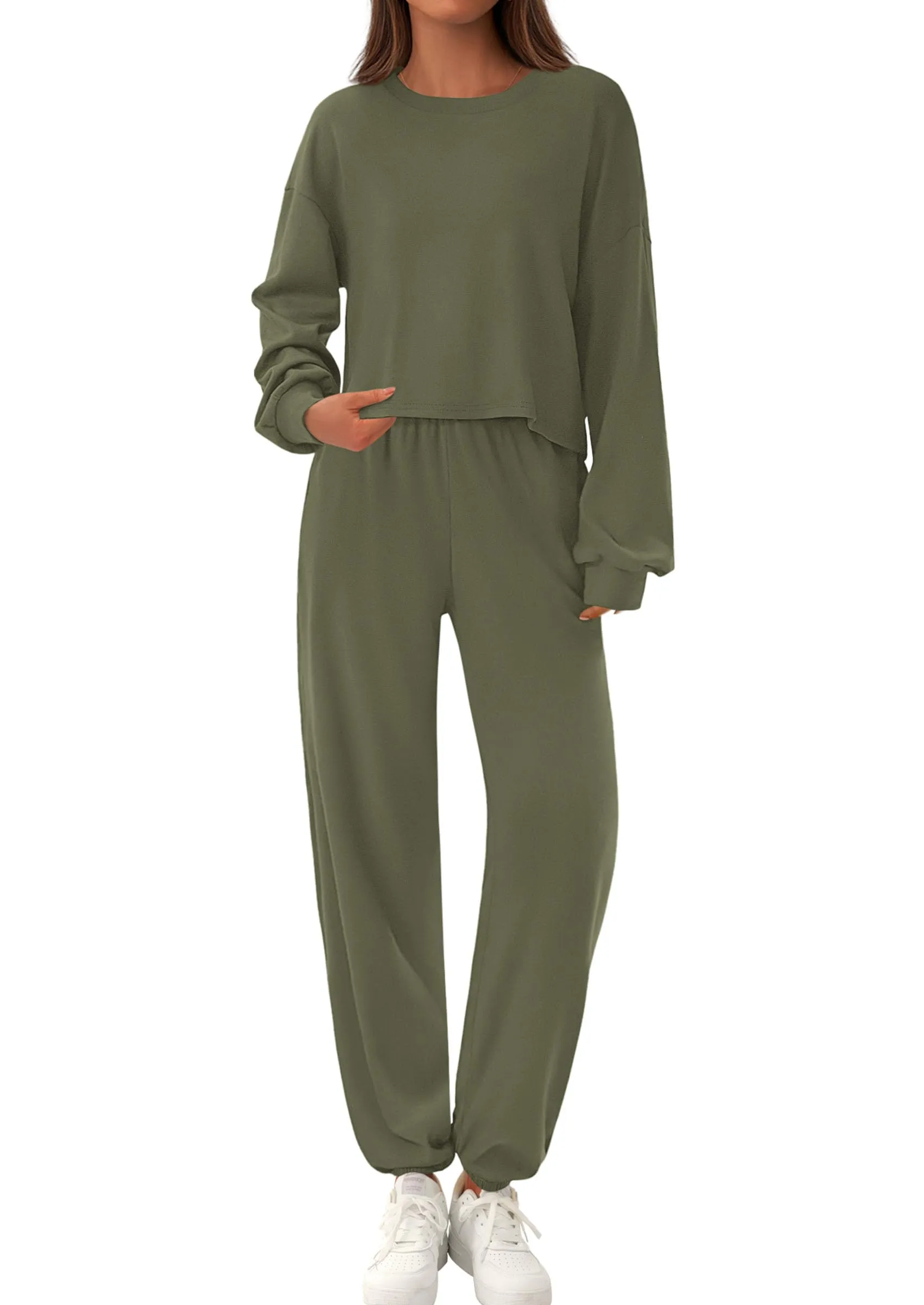 PRETTYGARDEN Women's Two Piece Outfits Lounge Sets Long Sleeve Pullover Tops Sweatpants Fall Fashion Matching Clothing sold by PrettyGarden product image thumbnail 3