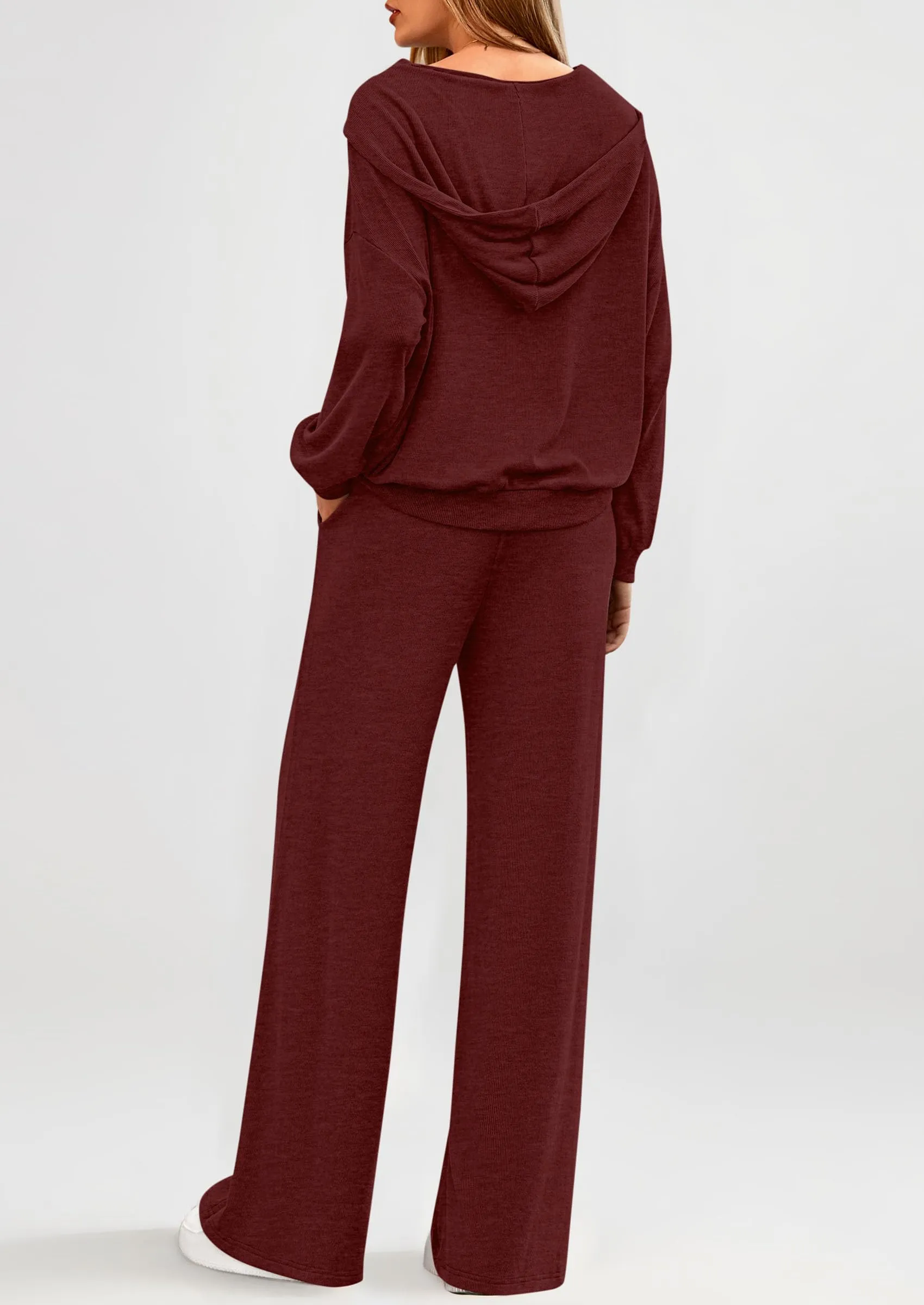 PRETTYGARDEN Women's 2 Piece Fall Lounge Sets Zip Up Hoodie Wide Leg Pants Tracksuit Matching Travel Outfits Clothes sold by PrettyGarden product image thumbnail 2