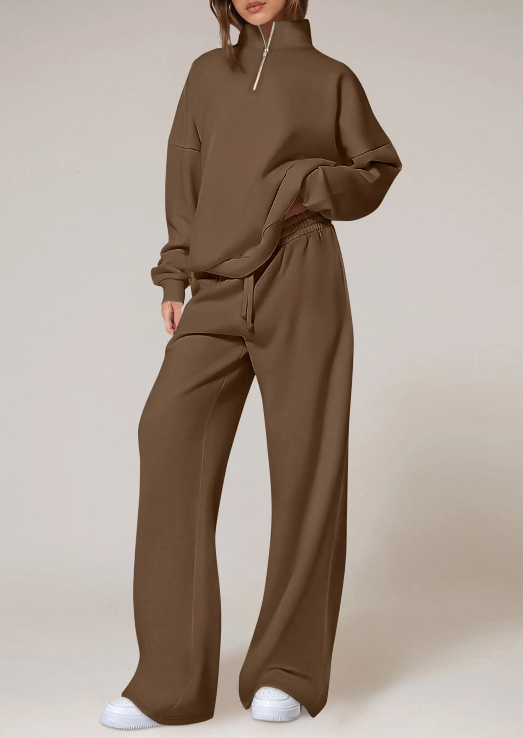 PRETTYGARDEN Womens Casual Two Piece Sets Fall Outfits Quarter Zip Sweatshirts Straight Leg Pants Sweatsuits Tracksuit sold by PrettyGarden product image thumbnail 3