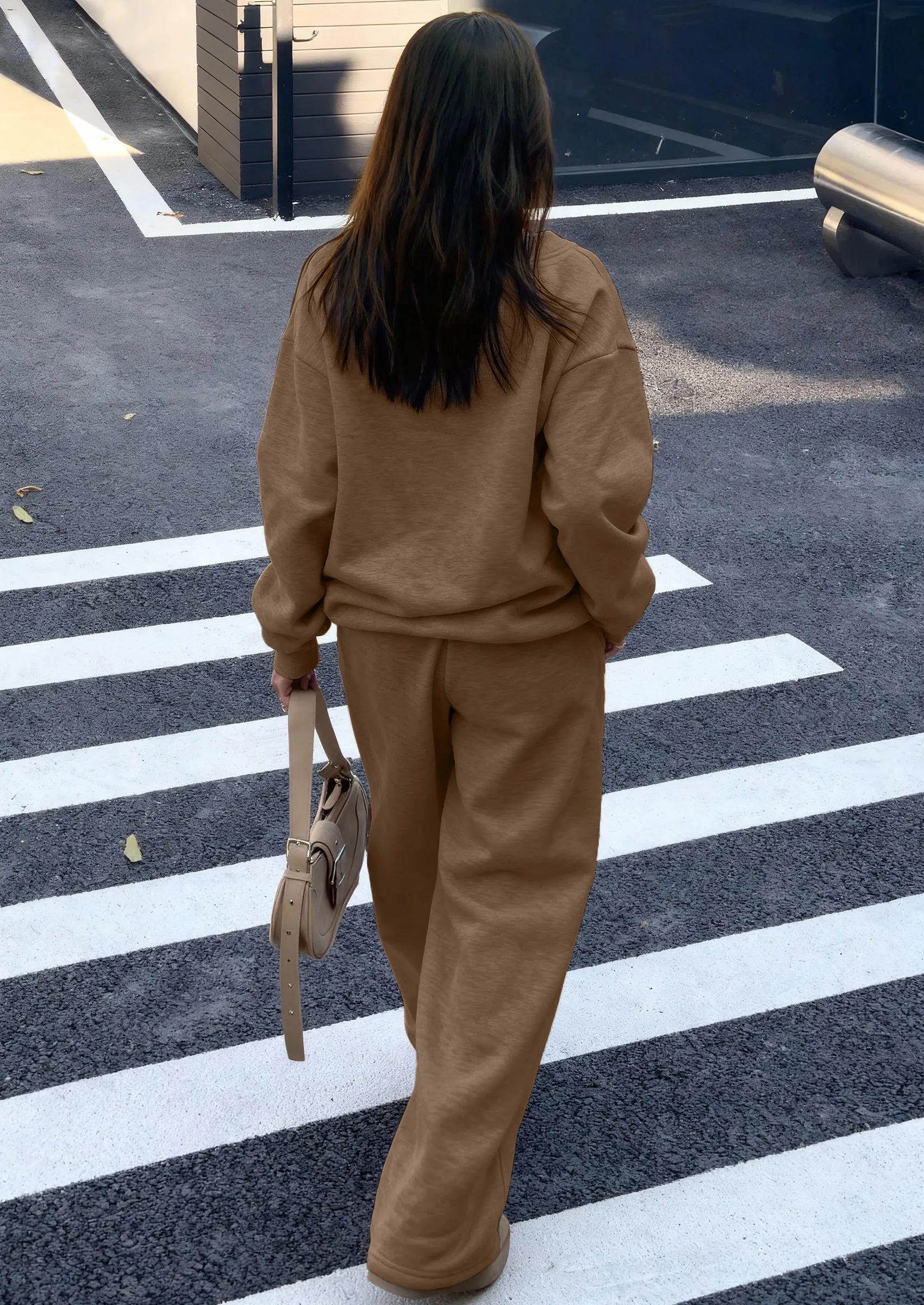 PRETTYGARDEN Casual Winter Two Piece Sets for Women V Neck Sweatshirt Loose Wide Leg Pants Tracksuit Knit Fall Outfits sold by PrettyGarden product image thumbnail 2