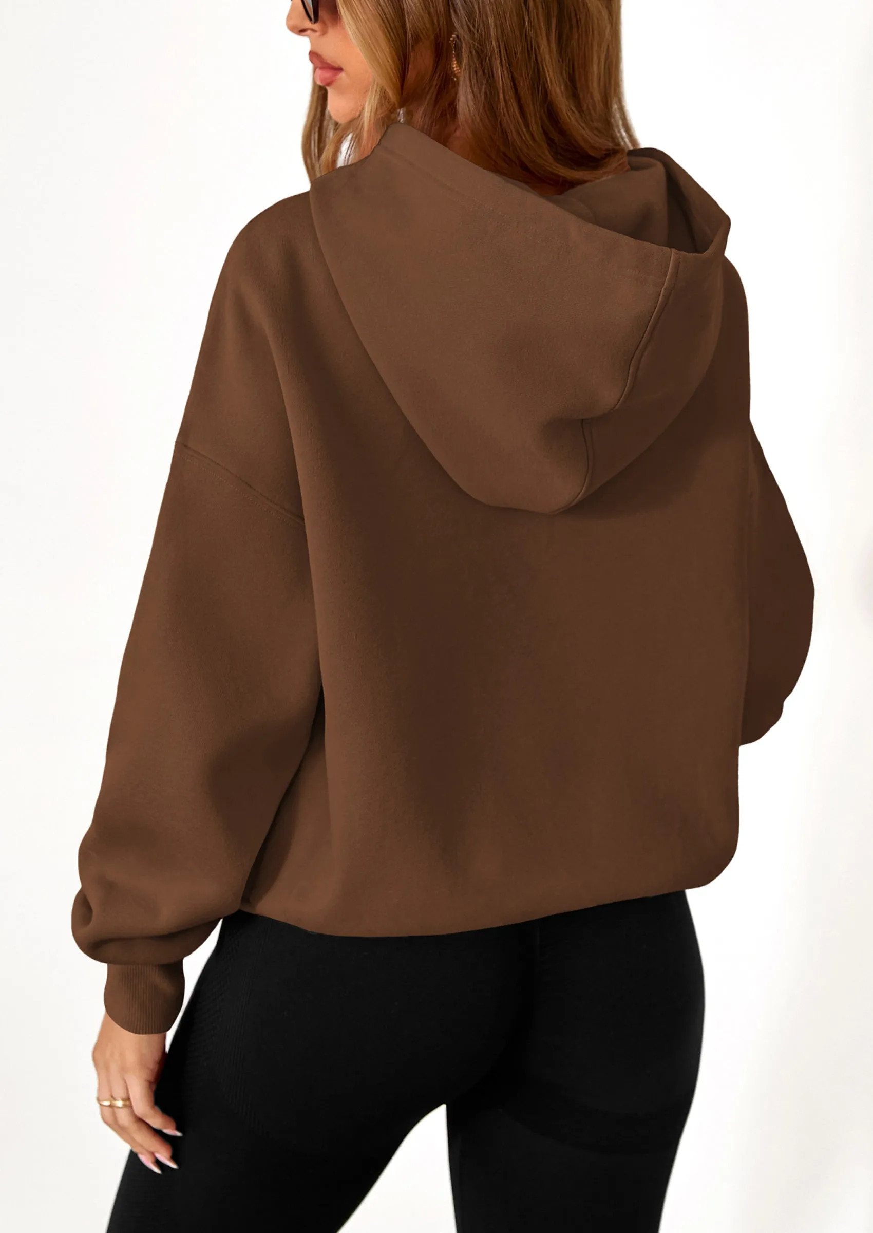 PRETTYGARDEN Women's Fall Hooded Sweatshirts Long Sleeve Half Zip Cropped Hoodies Pullover Winter Fashion Clothes sold by PrettyGarden product image thumbnail 2