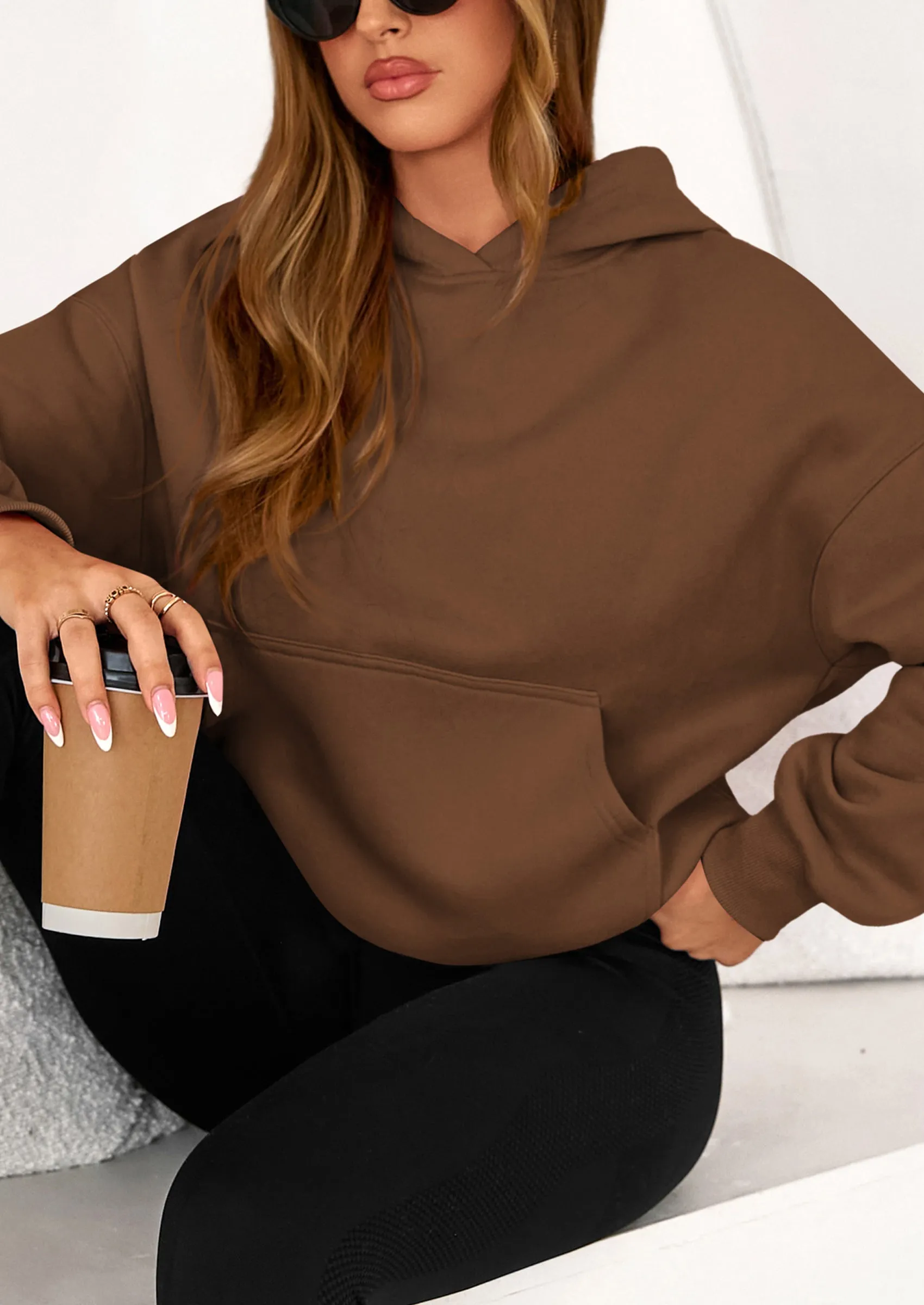 PRETTYGARDEN Women's Fall Hooded Sweatshirts Long Sleeve Half Zip Cropped Hoodies Pullover Winter Fashion Clothes sold by PrettyGarden product image thumbnail 3
