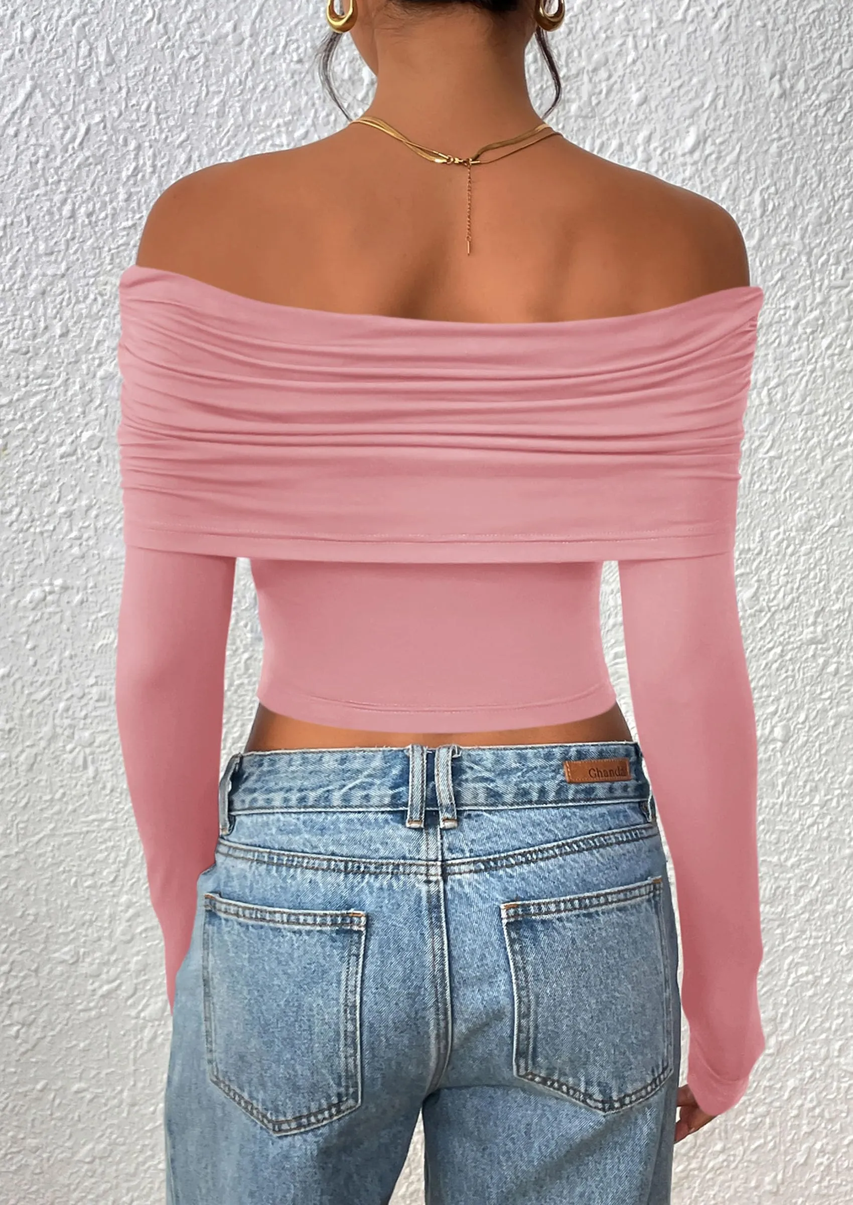 PRETTYGARDEN Women's Long Sleeve Shirts Off Shoulder Tops Going Out Slim Fitted Y2K Blouses Fall Fashion Clothes sold by PrettyGarden product image thumbnail 2