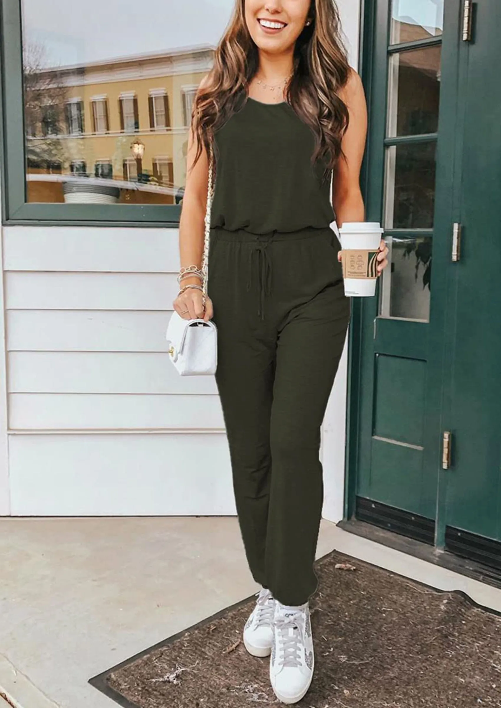 PRETTYGARDEN Two Piece Outfit Sets Casual Sleeveless Crewneck Tops and Sweatpants sold by PrettyGarden product image thumbnail 4