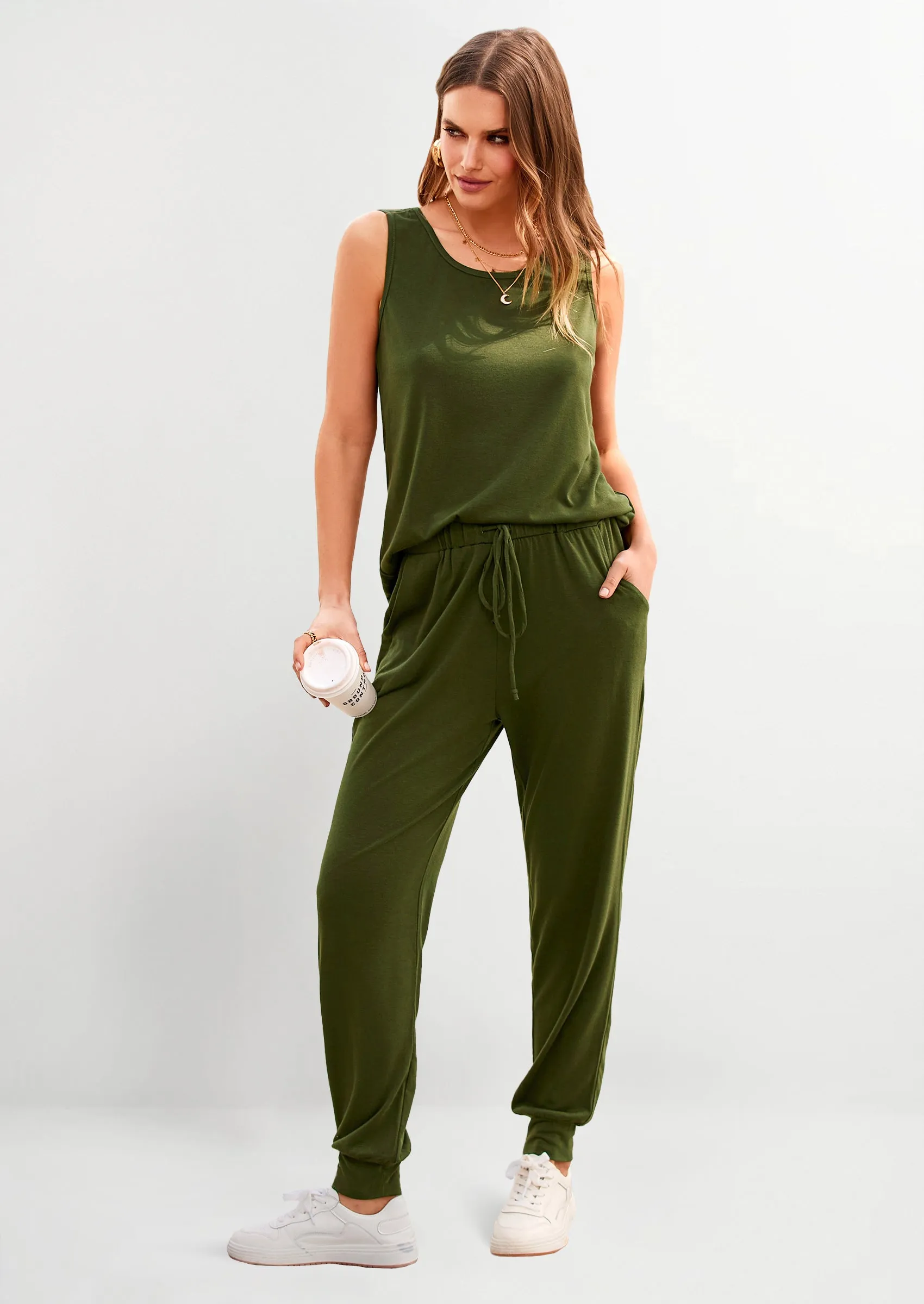 PRETTYGARDEN Two Piece Outfit Sets Casual Sleeveless Crewneck Tops and Sweatpants sold by PrettyGarden