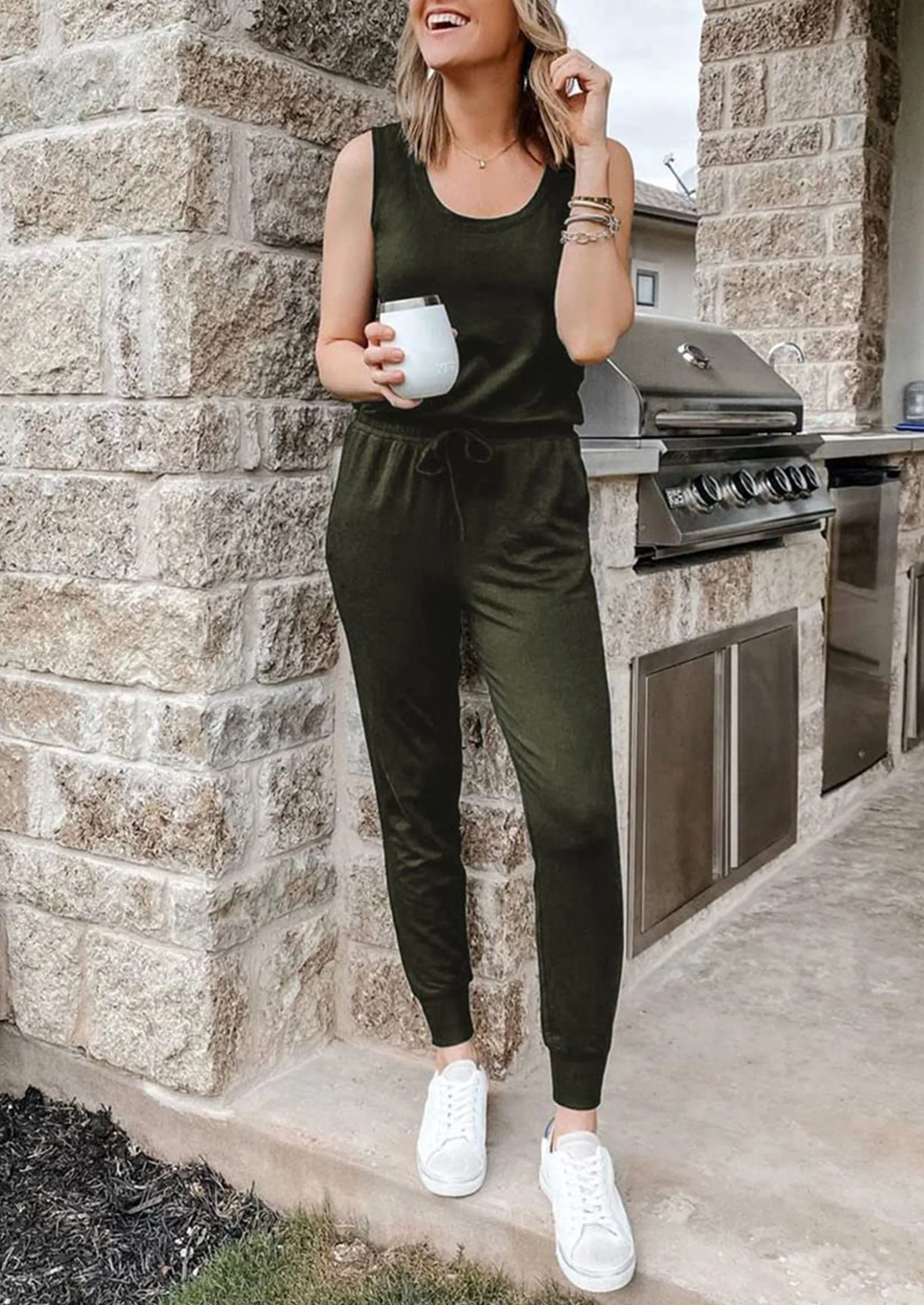 PRETTYGARDEN Two Piece Outfit Sets Casual Sleeveless Crewneck Tops and Sweatpants sold by PrettyGarden product image thumbnail 2