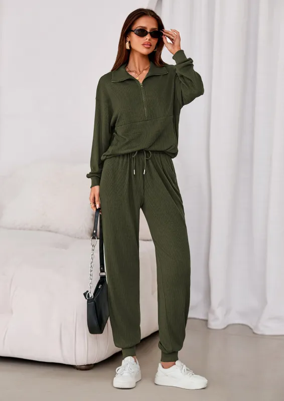 PRETTYGARDEN Women's Fall 2 Piece Lounge Sets Zip Up Sweatshirt Jogger Pants Sweat Track Suits Travel Outfit Winter Clothing made by PrettyGarden
