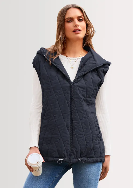 PRETTYGARDEN Women's Fall Spring Vest Casual Sleeveless Hooded Zip Up Jacket Trendy Winter Coat Outerwear made by PrettyGarden