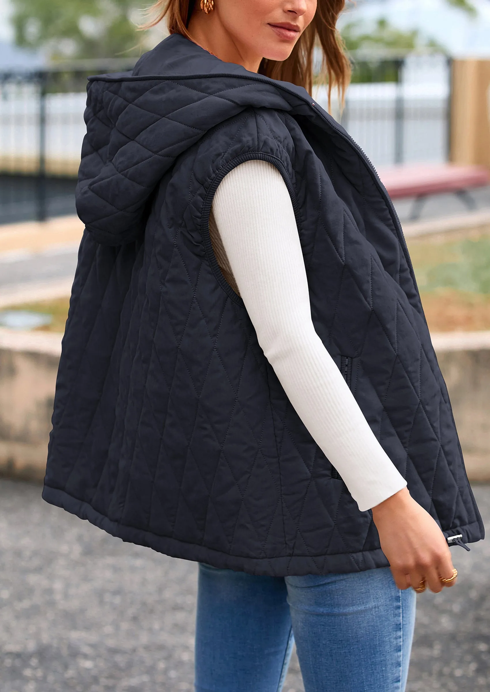 PRETTYGARDEN Women's Fall Spring Vest Casual Sleeveless Hooded Zip Up Jacket Trendy Winter Coat Outerwear sold by PrettyGarden product image thumbnail 2