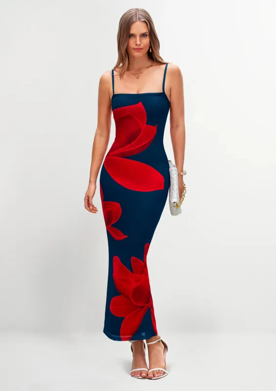 PRETTYGARDEN Womens Floral Maxi Dress Sexy Spaghetti Strap Slip Bodycon Mesh Beach Vacation Dresses made by PrettyGarden