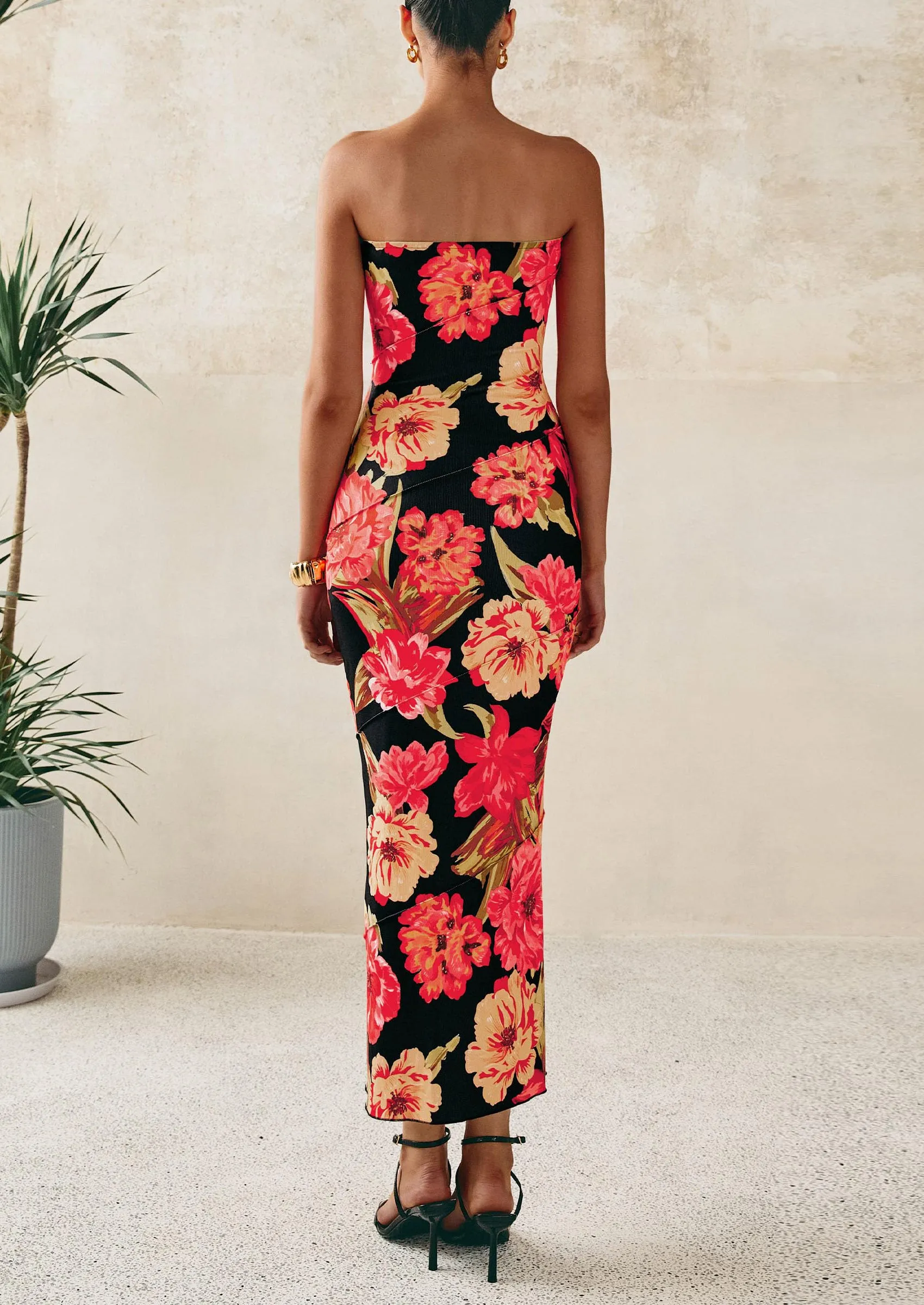 PRETTYGARDEN Women's Floral Bodycon Maxi Dresses Ribbed Strapless Tube Casual Boho Party Long Dress sold by PrettyGarden product image thumbnail 2