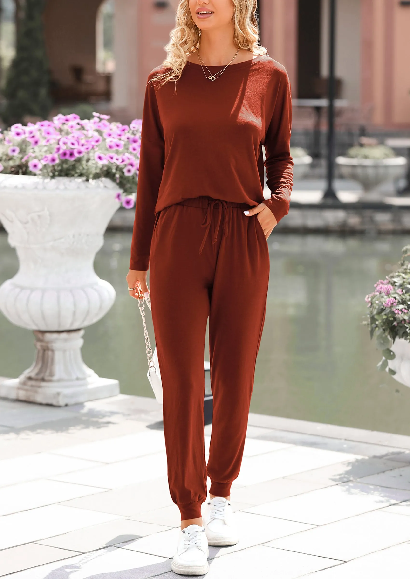 PRETTYGARDEN Lounge Outfit Long Sleeve Crewneck Pullover Tops High Waisted Pants Set Tracksuit sold by PrettyGarden product image thumbnail 2