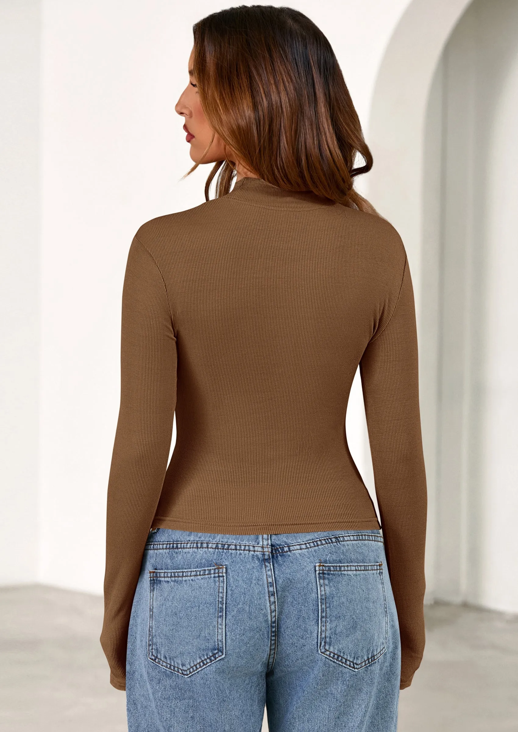 PRETTYGARDEN Women's Turtleneck Long Sleeve Shirts Fall Basic Tees Ribbed Fitted Tops Thermal Layering Knit Top Clothes sold by PrettyGarden product image thumbnail 2